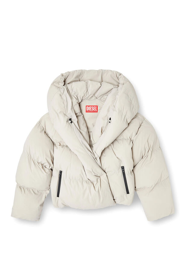 Wrap puffer in bi-stretch nylon