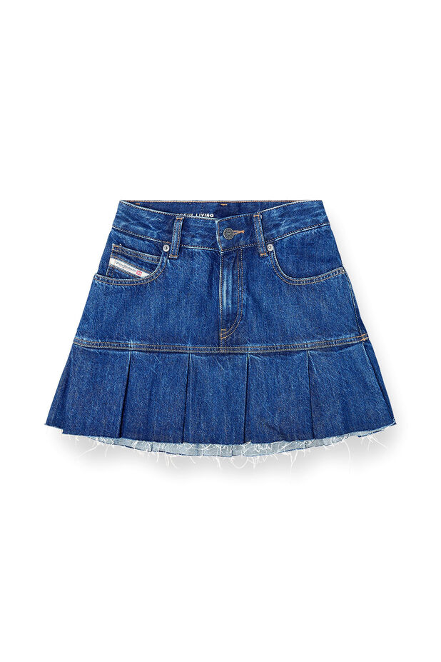 Pleated mini skirt in denim