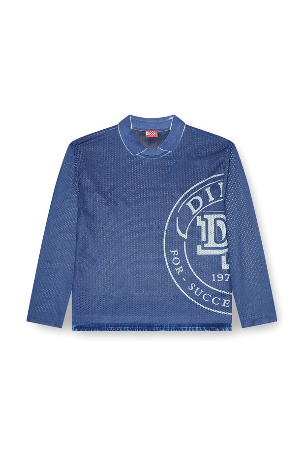 Long-sleeve polo top with sublimation print