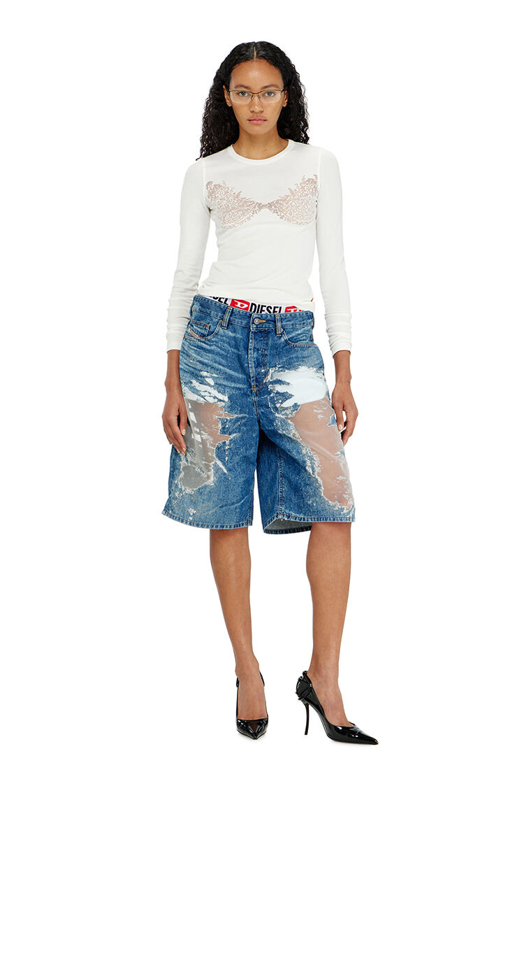 Tank top with devor&eacute; lace effect