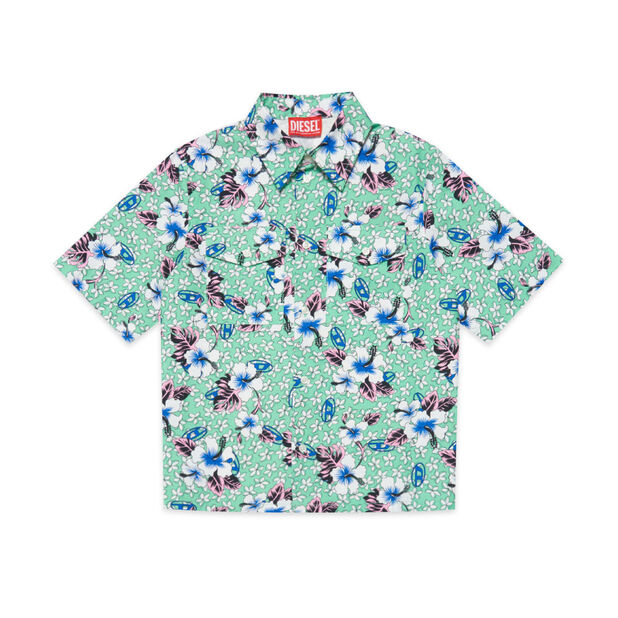 キッズ シャツ 半袖 総柄