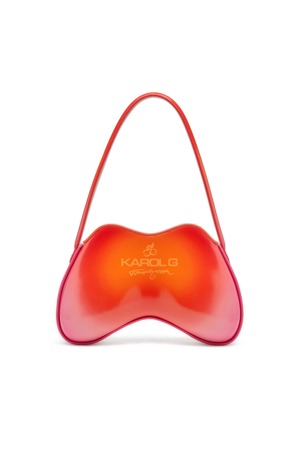 Double-D-Glossy shoulder bag with lotus print