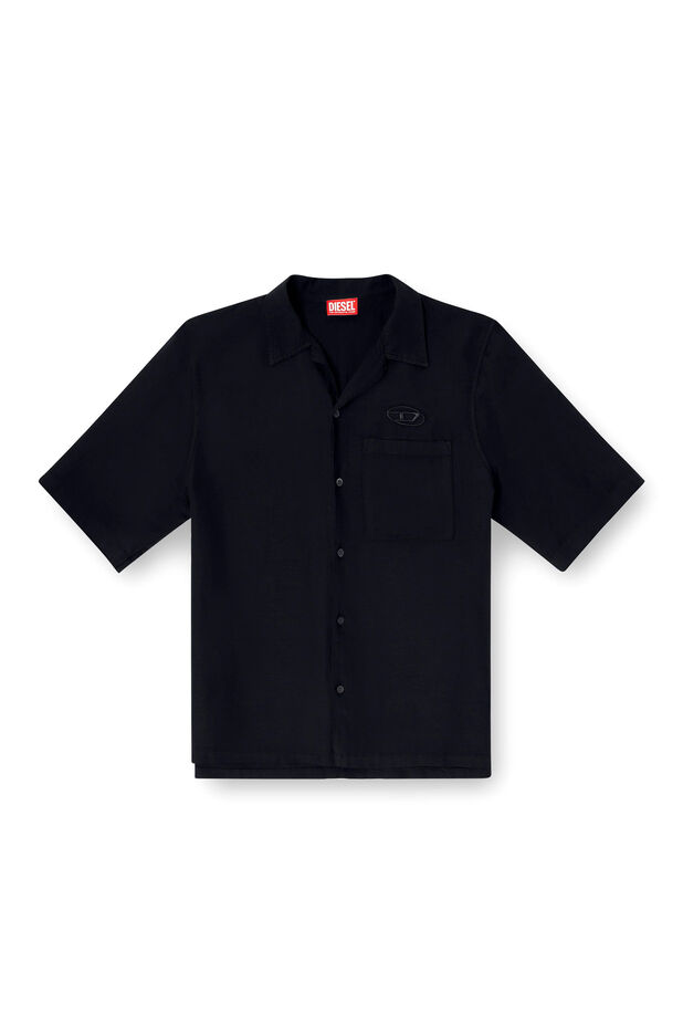 Linen-blend shirt with short sleeves