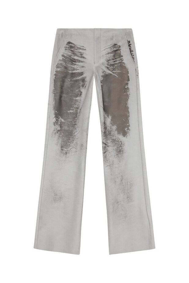 Twill pants with burn-out finish