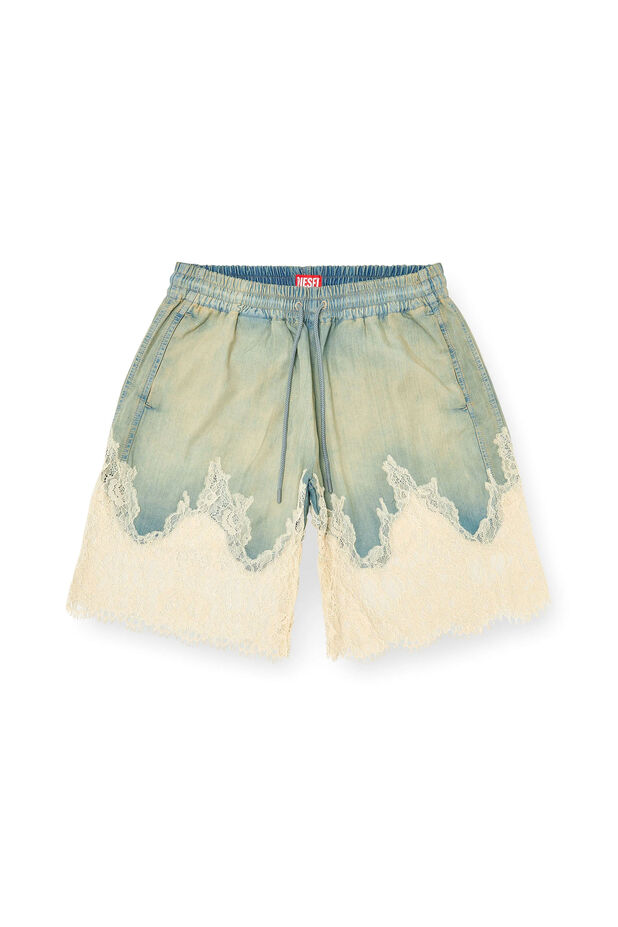 Bermuda shorts in denim and lace