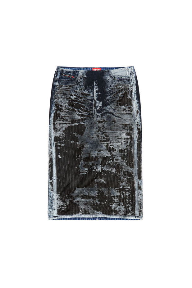 Skirt in pinstriped devoré denim