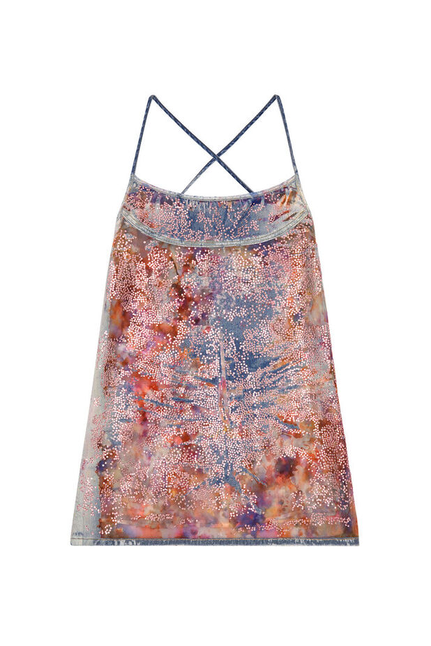 Strappy midi dress in sequin denim