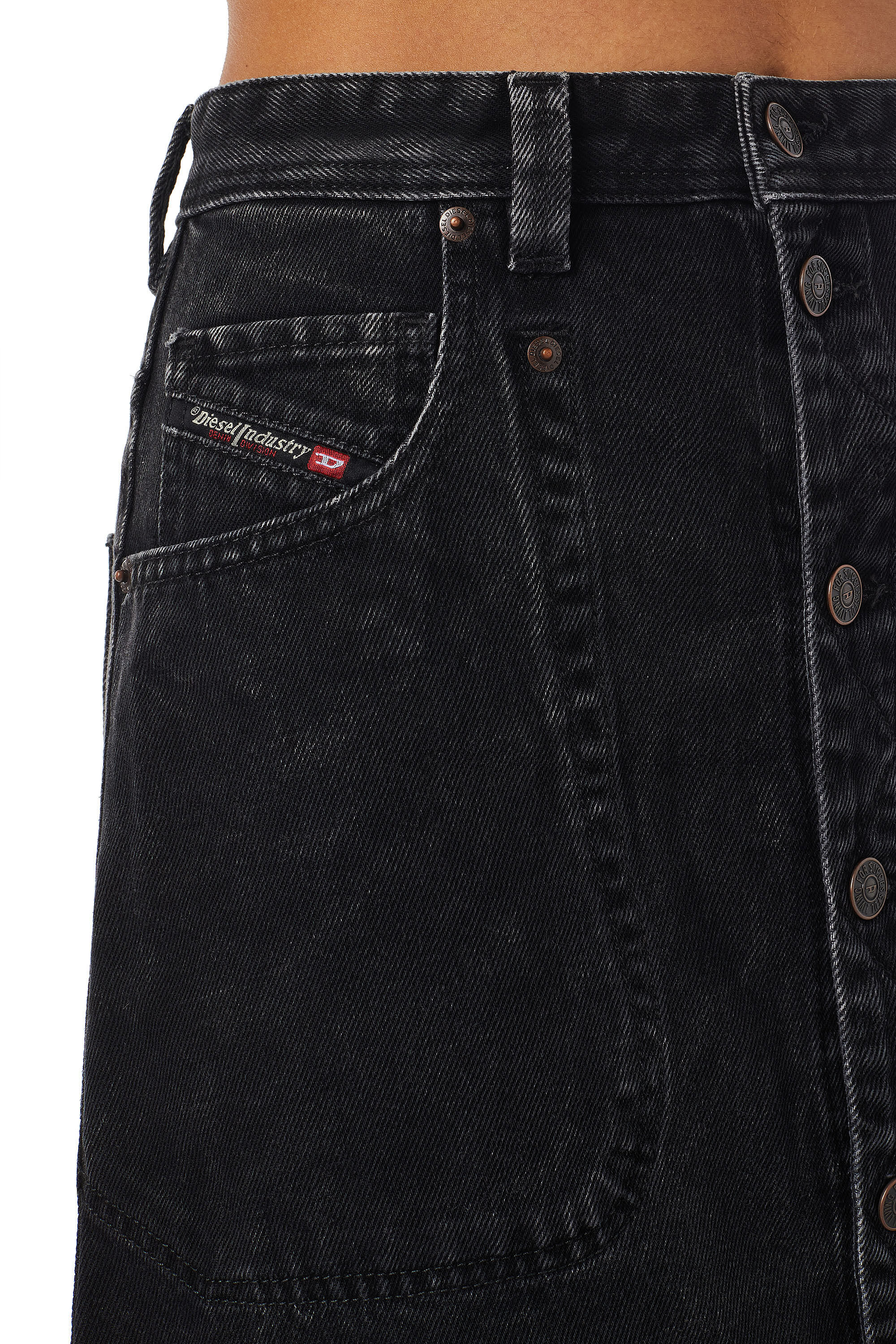 Diesel - DE-ALBUS-L A-LINE LONG SKIRT, Female's SS23  マキシ ロング スカート ブラックデニム Aライン in ブラック/ダークグレー - 4