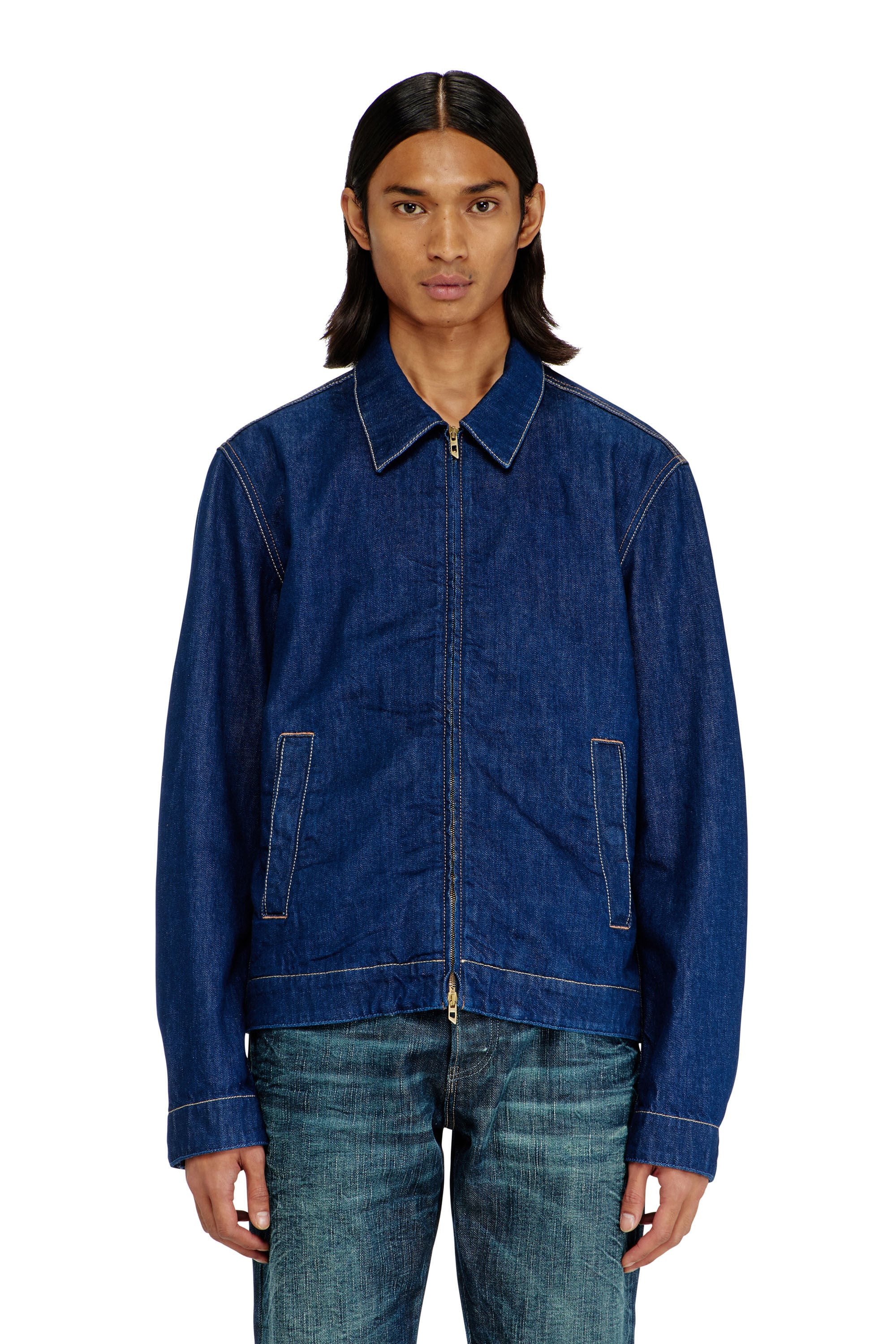 DIESEL ブルー ジップアップデニムジャケット トップス D-ROHE デニムジャケット｜ブルー｜メンズ｜DIESEL