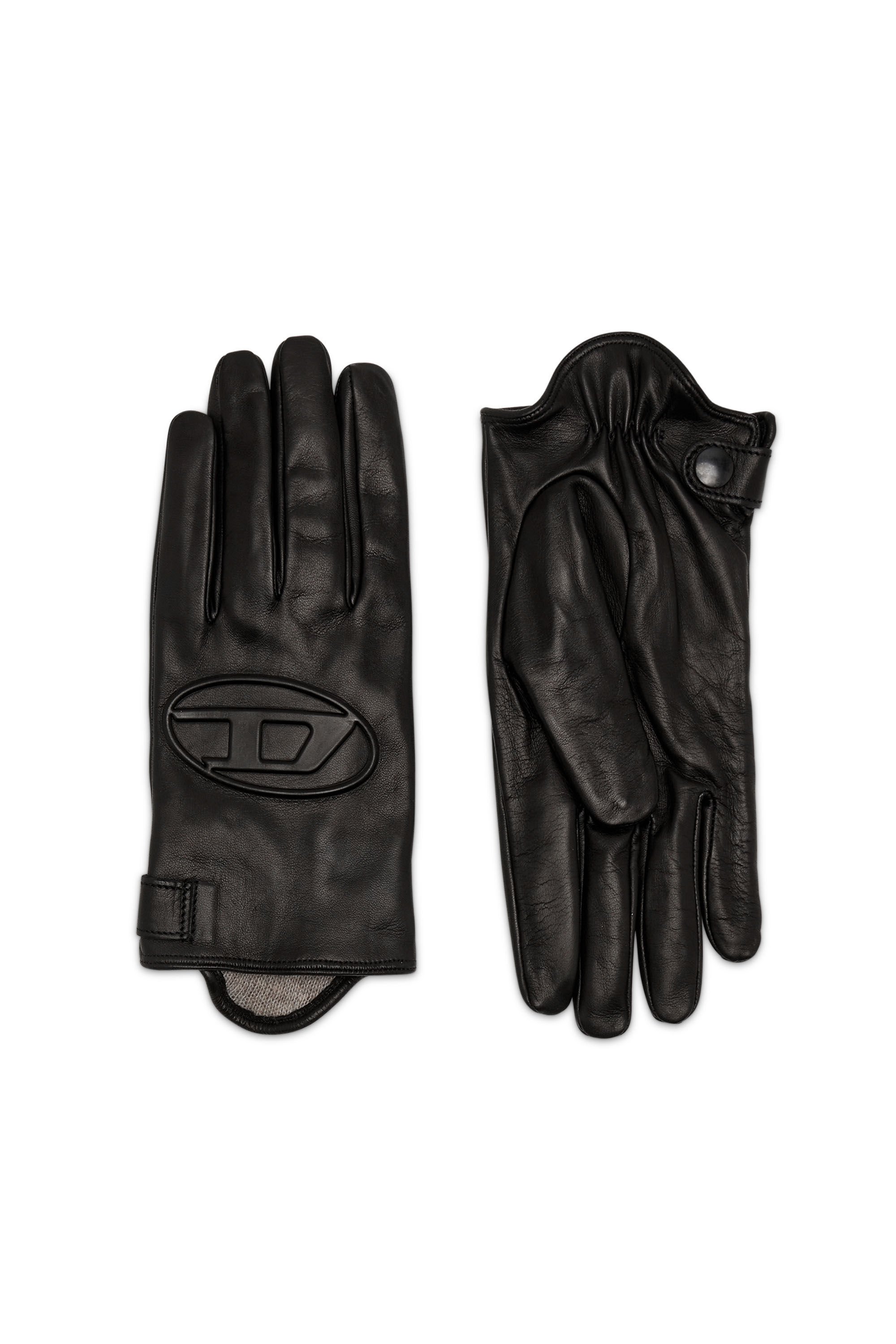 Diesel - G-REIES, Unisex's Leather gloves with 3D Oval D logo in ブラック - 1