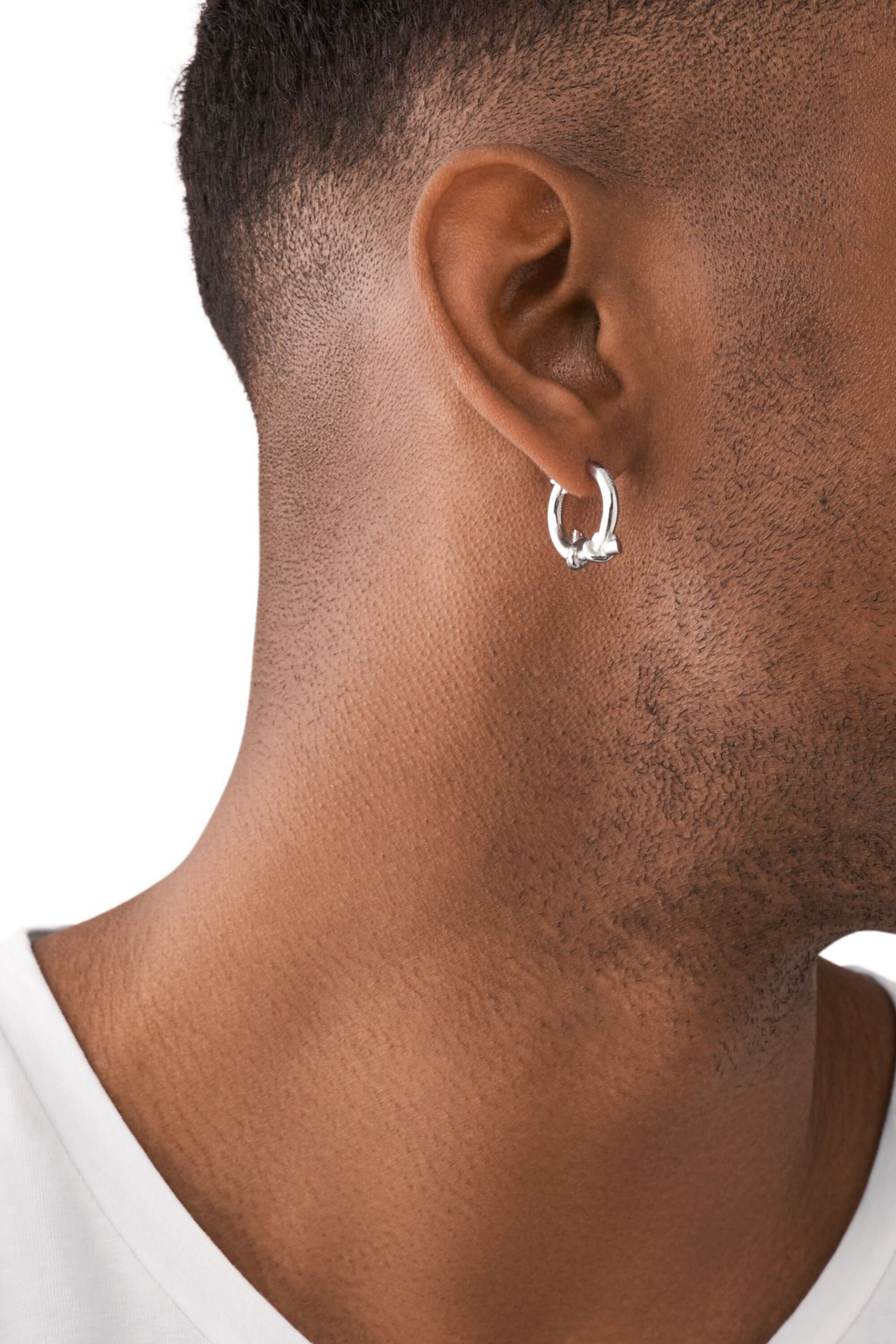 Diesel - DX1447, Unisex's Stainless Steel single hoop knot earring in シルバー - 4