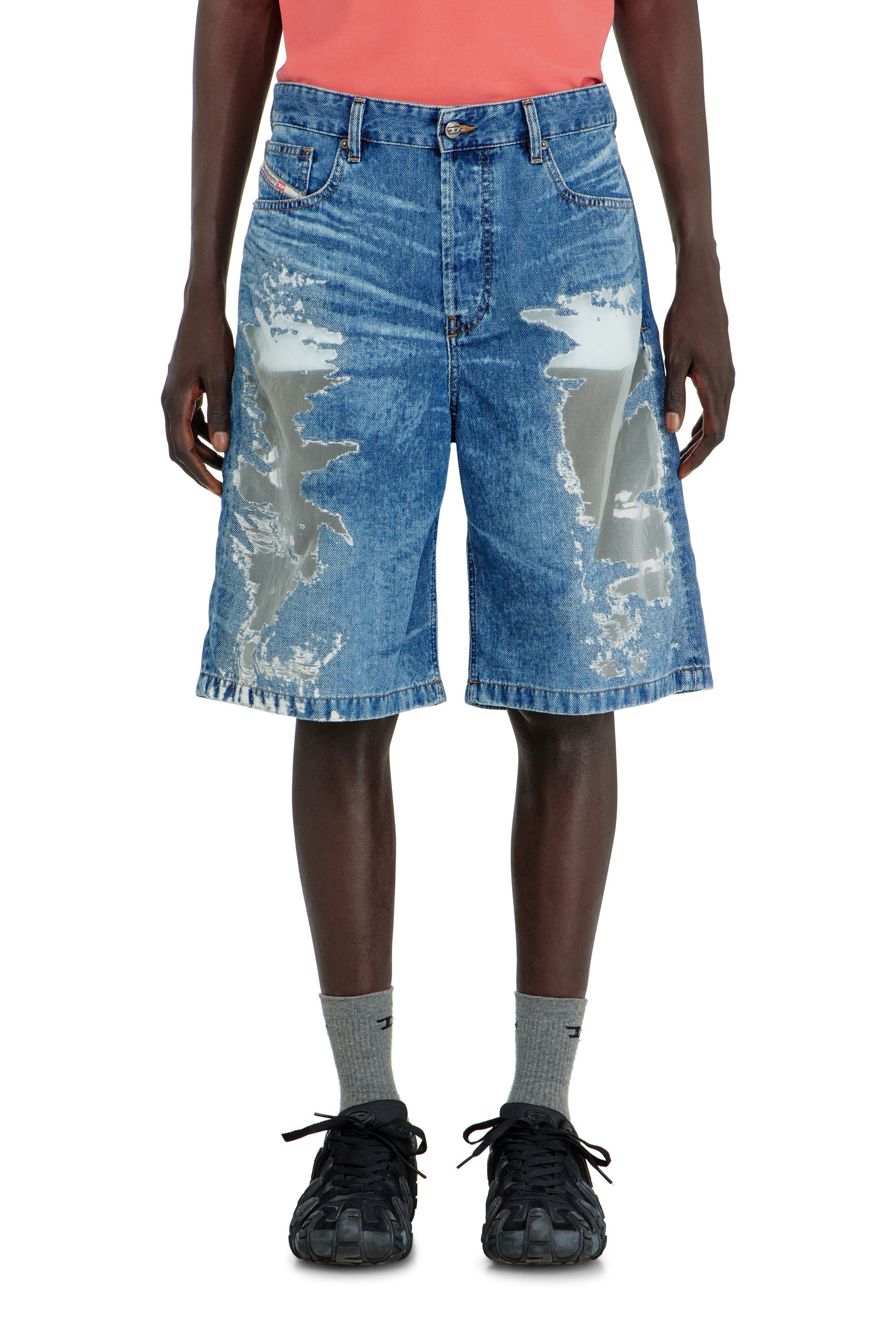 Diesel - PR-DE-SIRE-SHORT, Unisex's Shorts in devor&eacute; denim in ミディアムブルー - 3