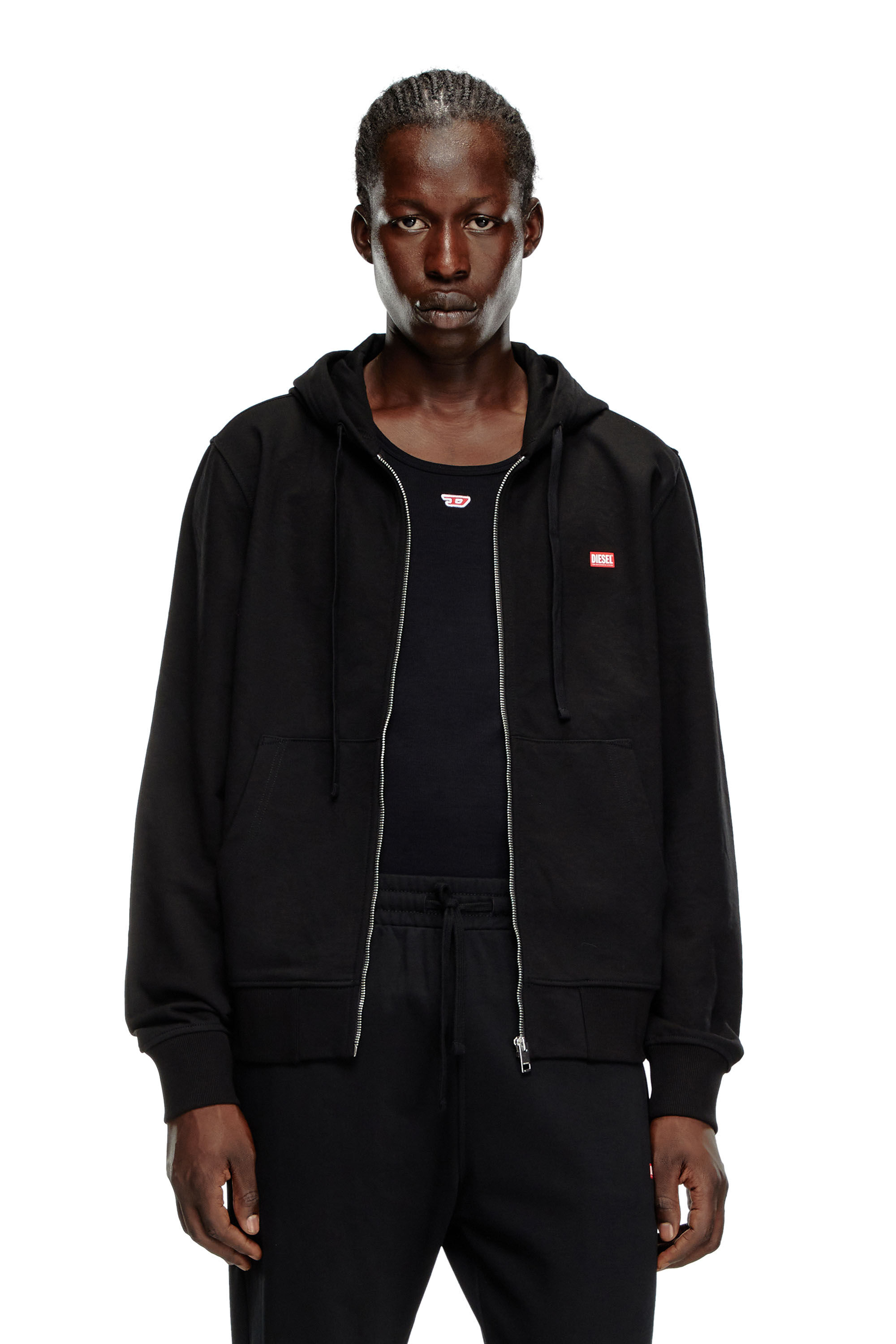 Diesel - S-GINN-HOOD-ZIP-K13, Male's Zip hoodie with Diesel label transfer in ブラック - 3