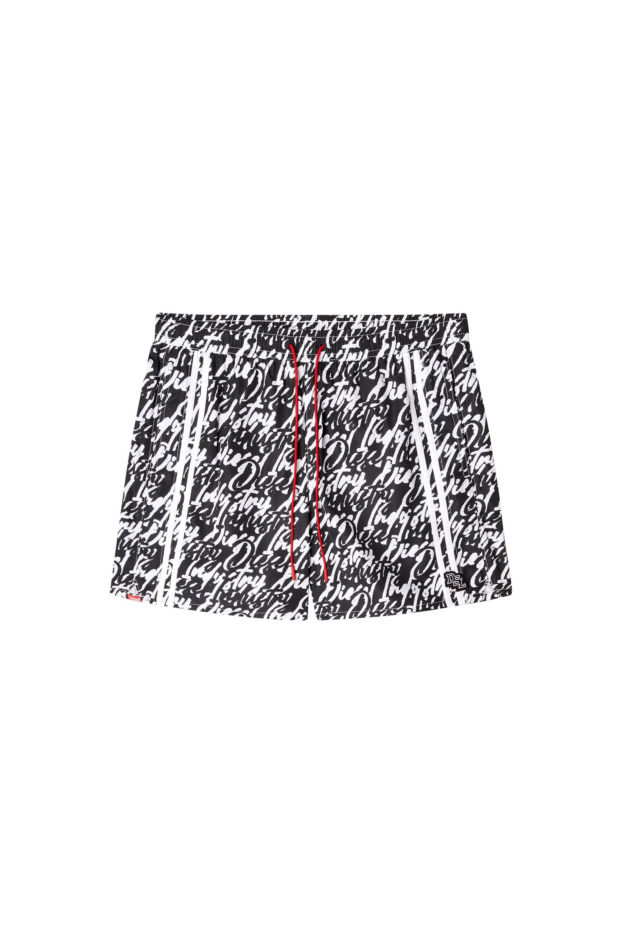 Diesel - SOCCER-41-D-POP, Male's Swim shorts with all-over logo print in ブラック/ホワイト - 4