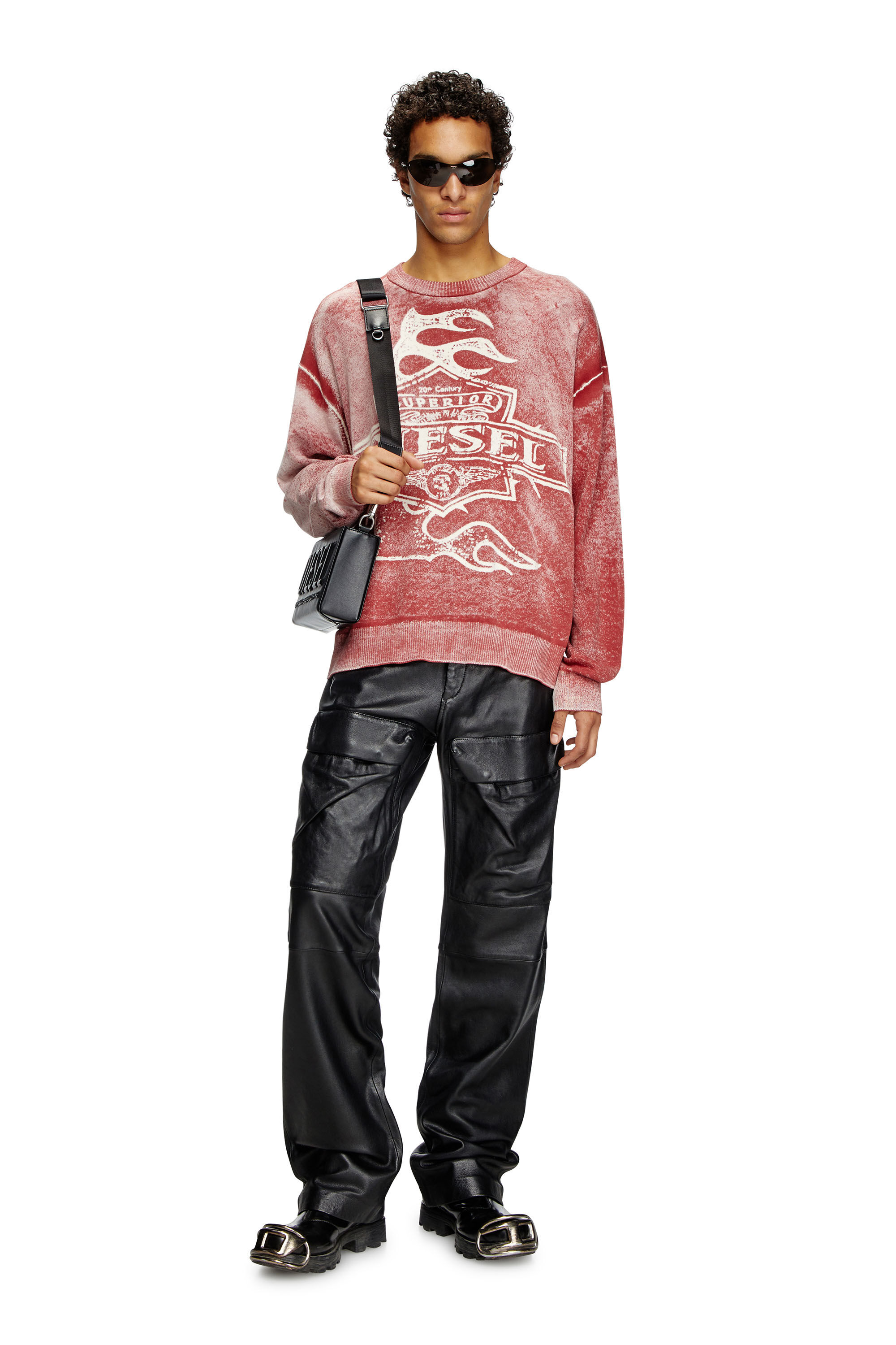 K-BELEZ Reverse-print logo jumper｜レッド｜メンズ｜DIESEL