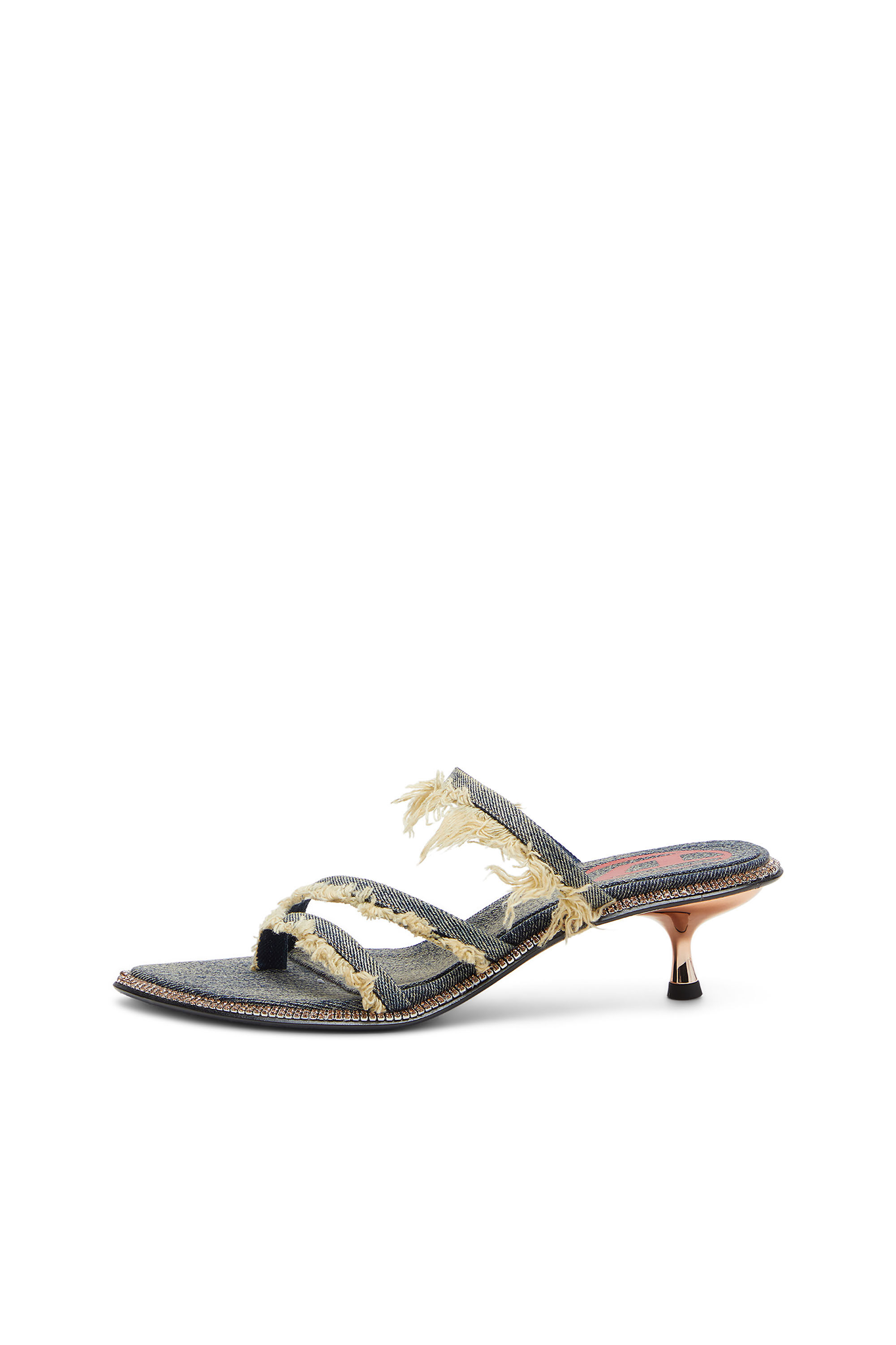 Diesel - D-HAVANNA KITTIE, Female's D-Havanna Kittie-Frayed-denim mules with crystals in ブルー - 8