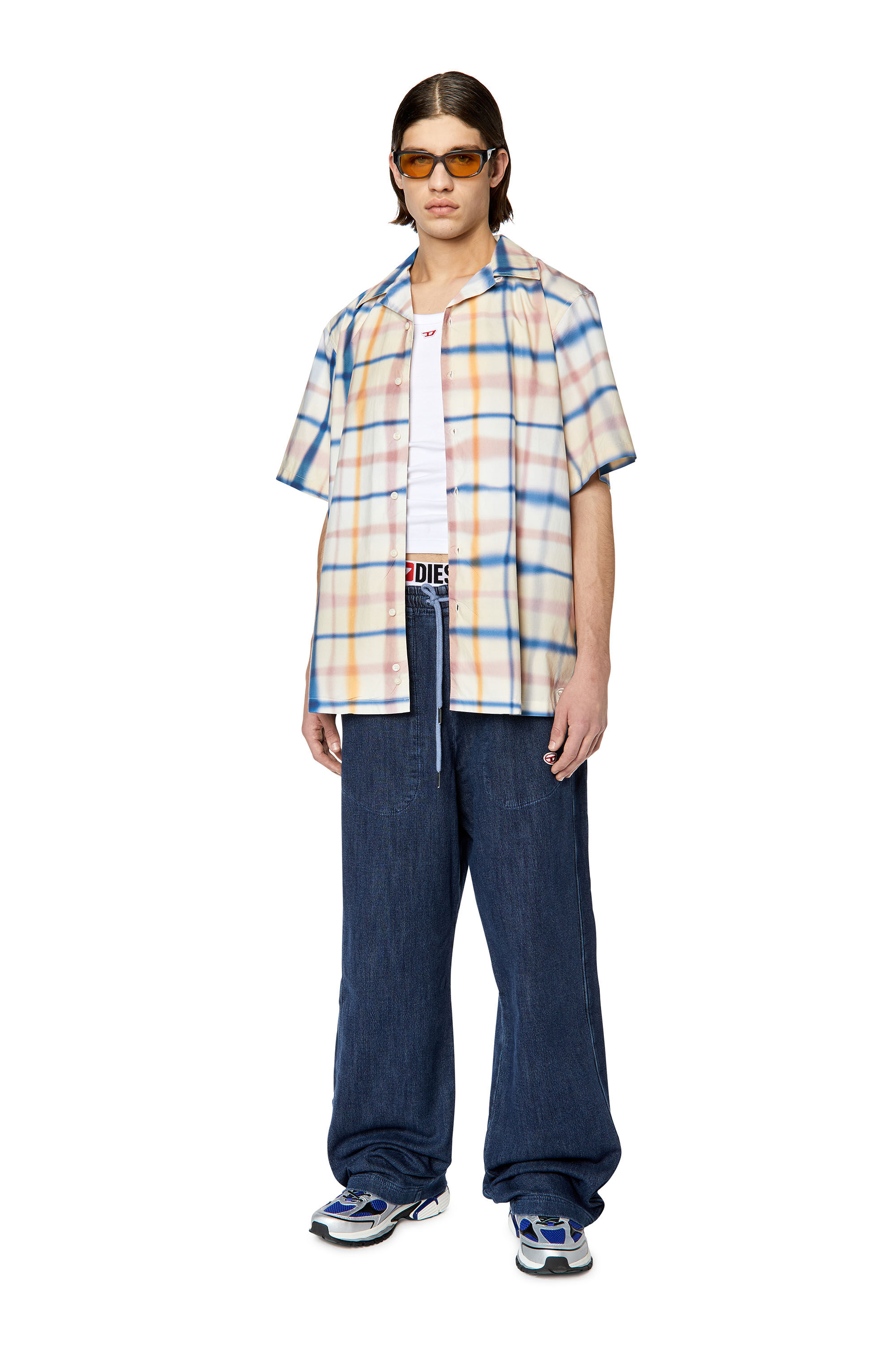 Diesel - S-FRANK-CHECK, Male's シャツ チェック in ブルー/ホワイト - 1