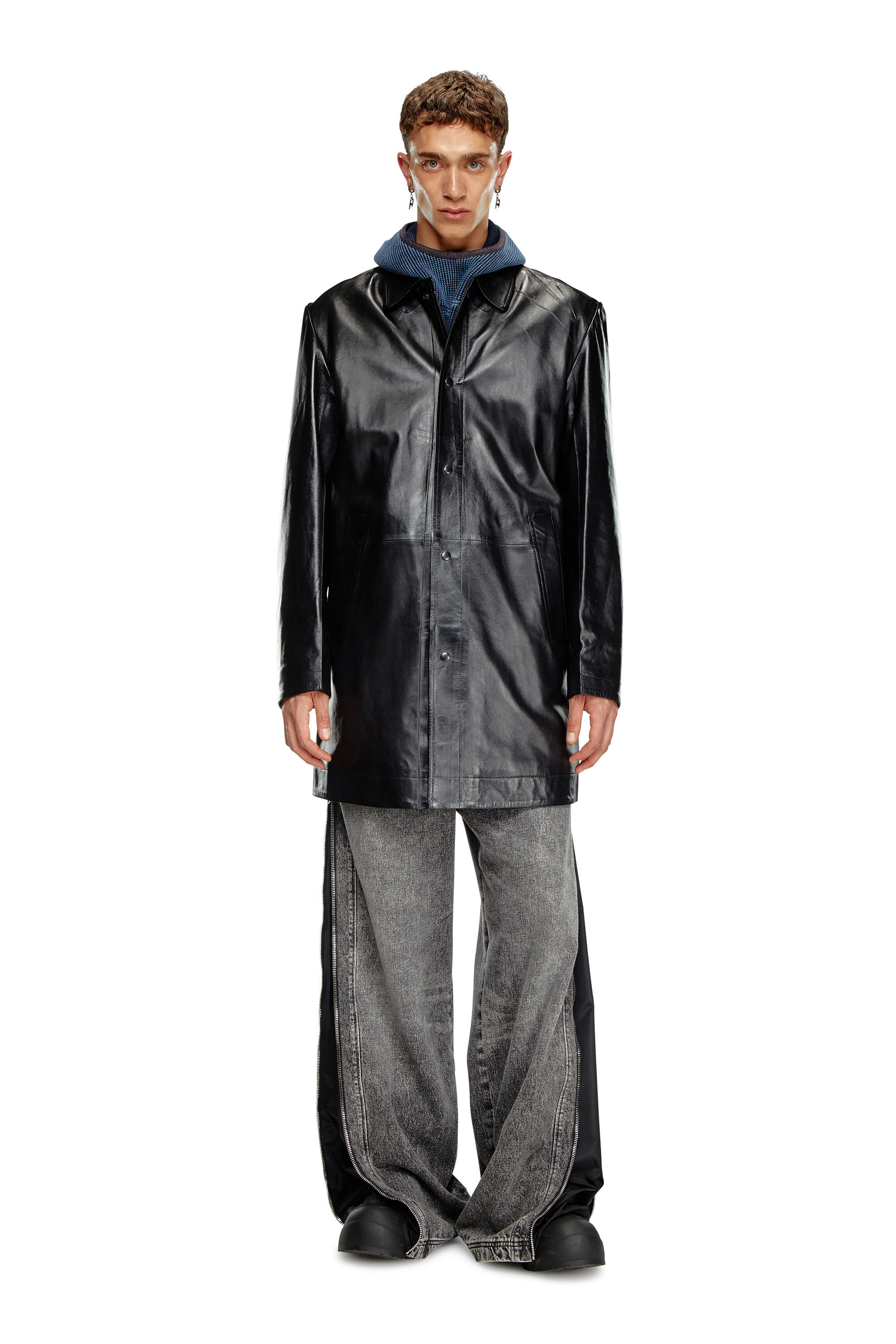 L-CORDIER Coated leather coat｜ブラック｜メンズ｜DIESEL