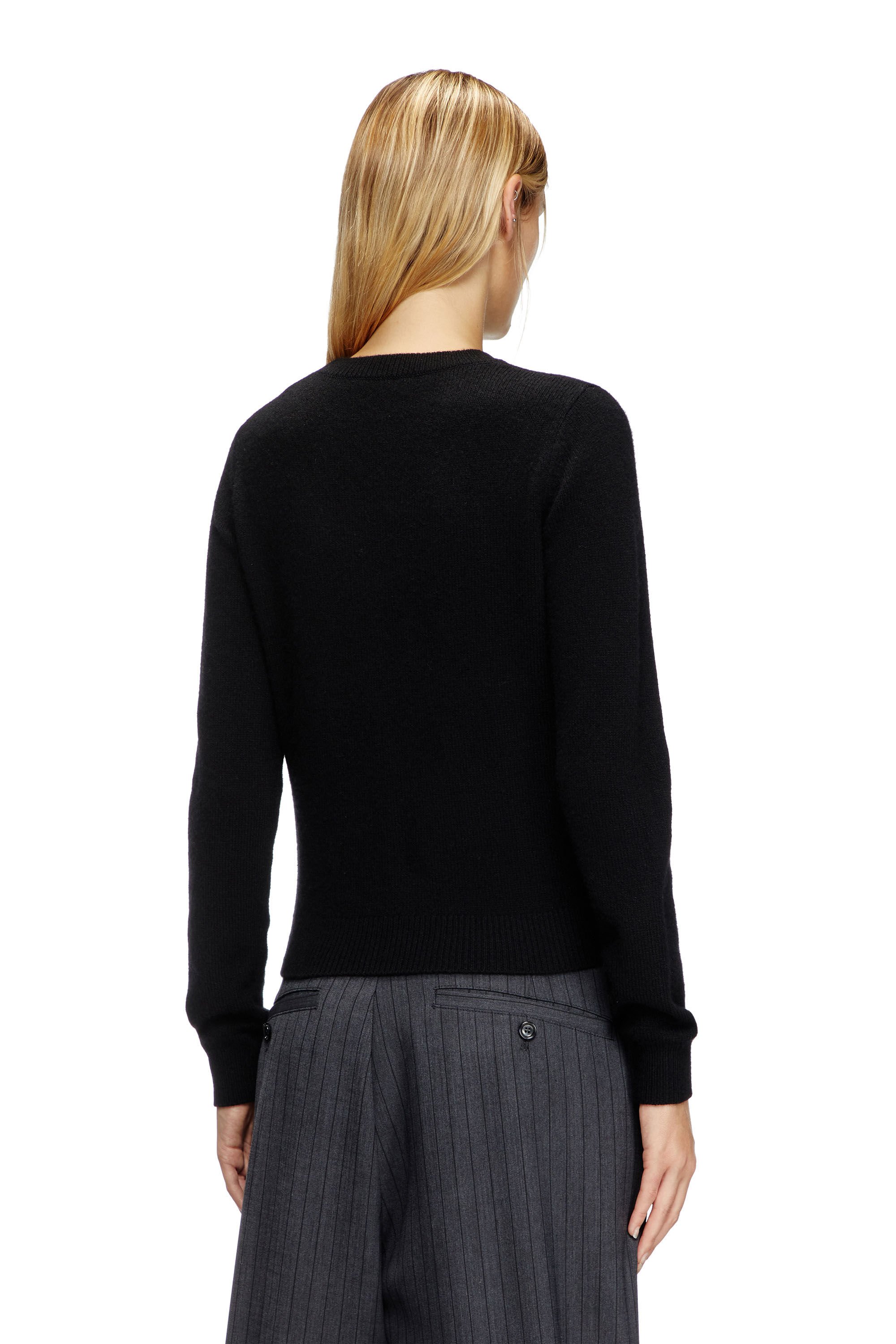 Diesel - M-AREESA-SLIM, Female's Cashmere-blend jumper with cut-out logo in ブラック - 5