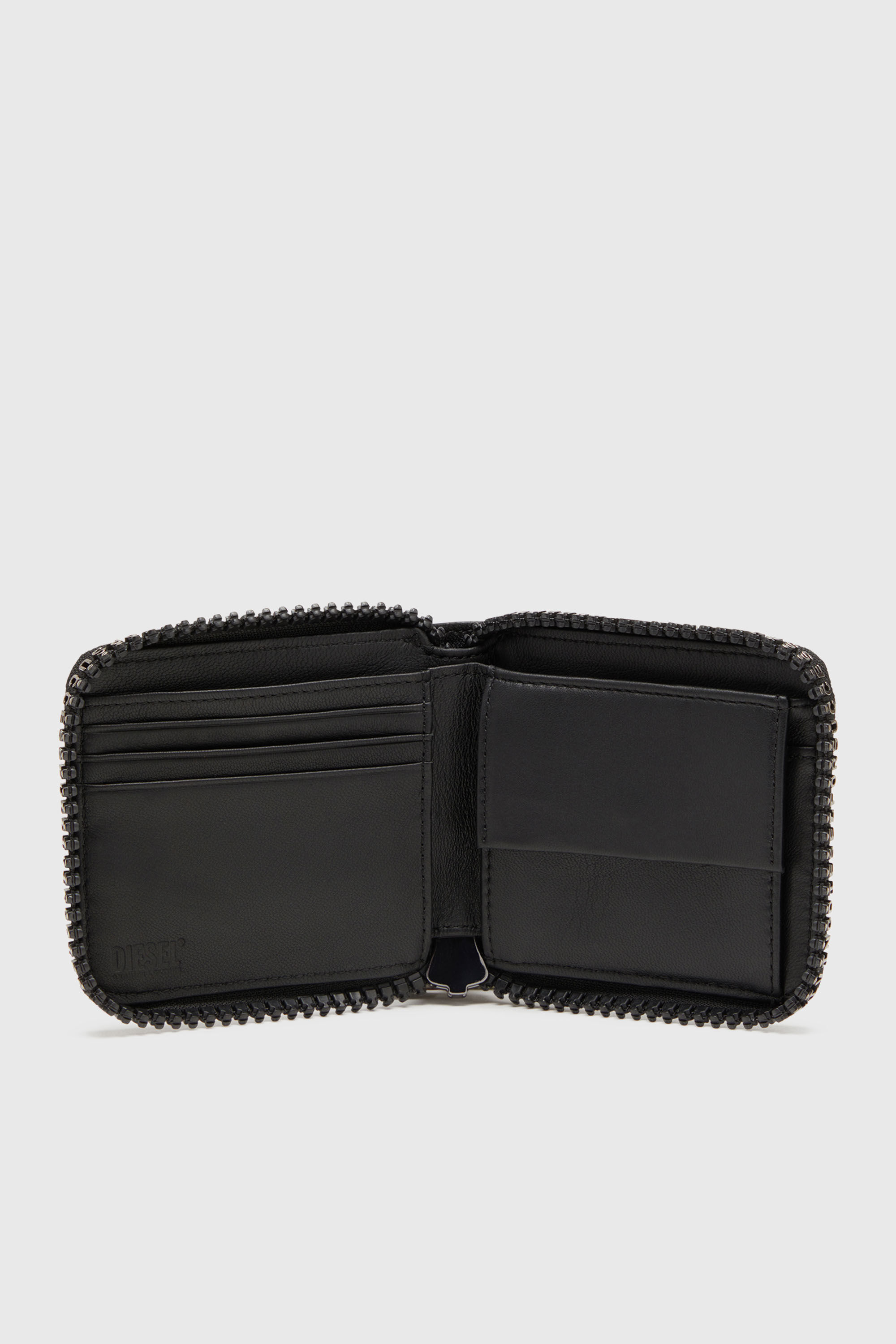 Diesel - ZIP-D BI-FOLD COIN ZIP XS, Male's Leather zip wallet with logo zip in ブラック - 3