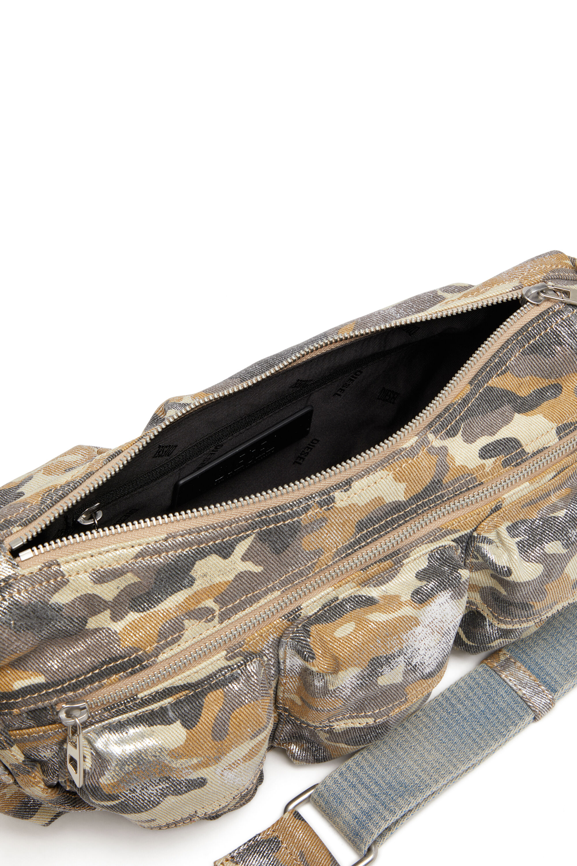 Diesel - MULTI-PKTS SHOULDER BAG X, Female's Multi-Pkts-Multipocket bag in metallic camo twill in マルチカラー/ブラウン - 5