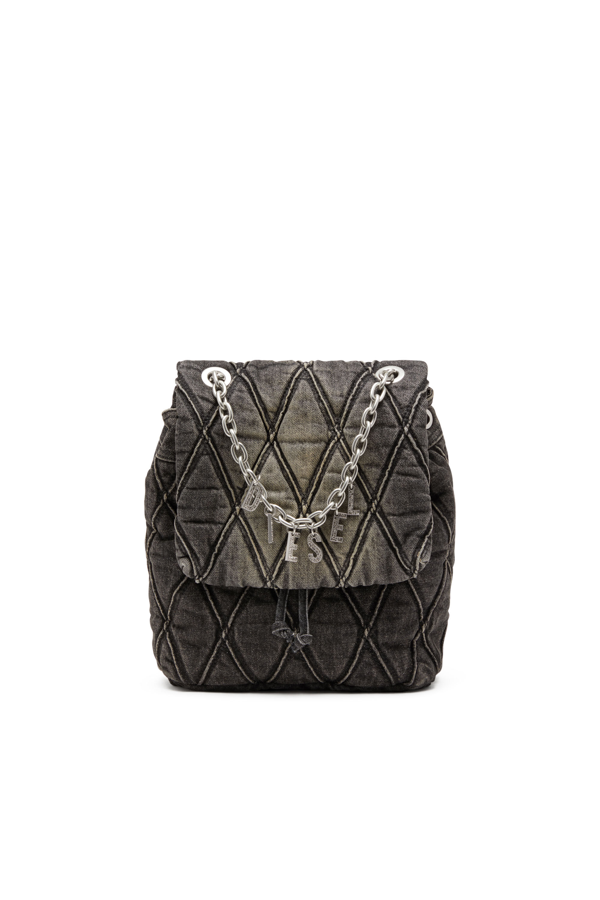 Diesel - CHARM-D BACKPACK S, Female's Charm-D S-Backpack in Argyle quilted denim in ブラック - 2