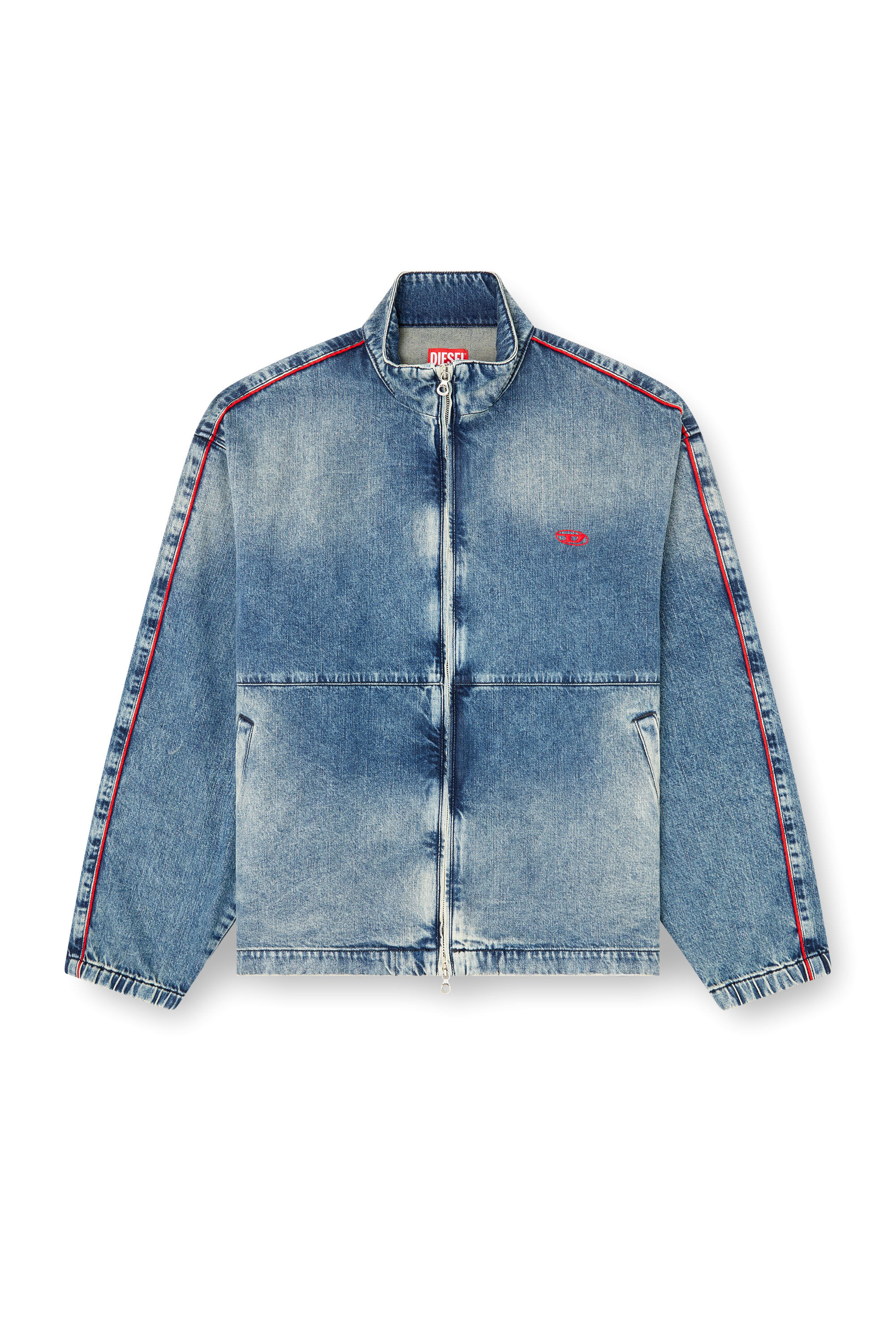 Diesel - D-KRAP-S2, Male's Denim jacket with red piping in ブルー - 2