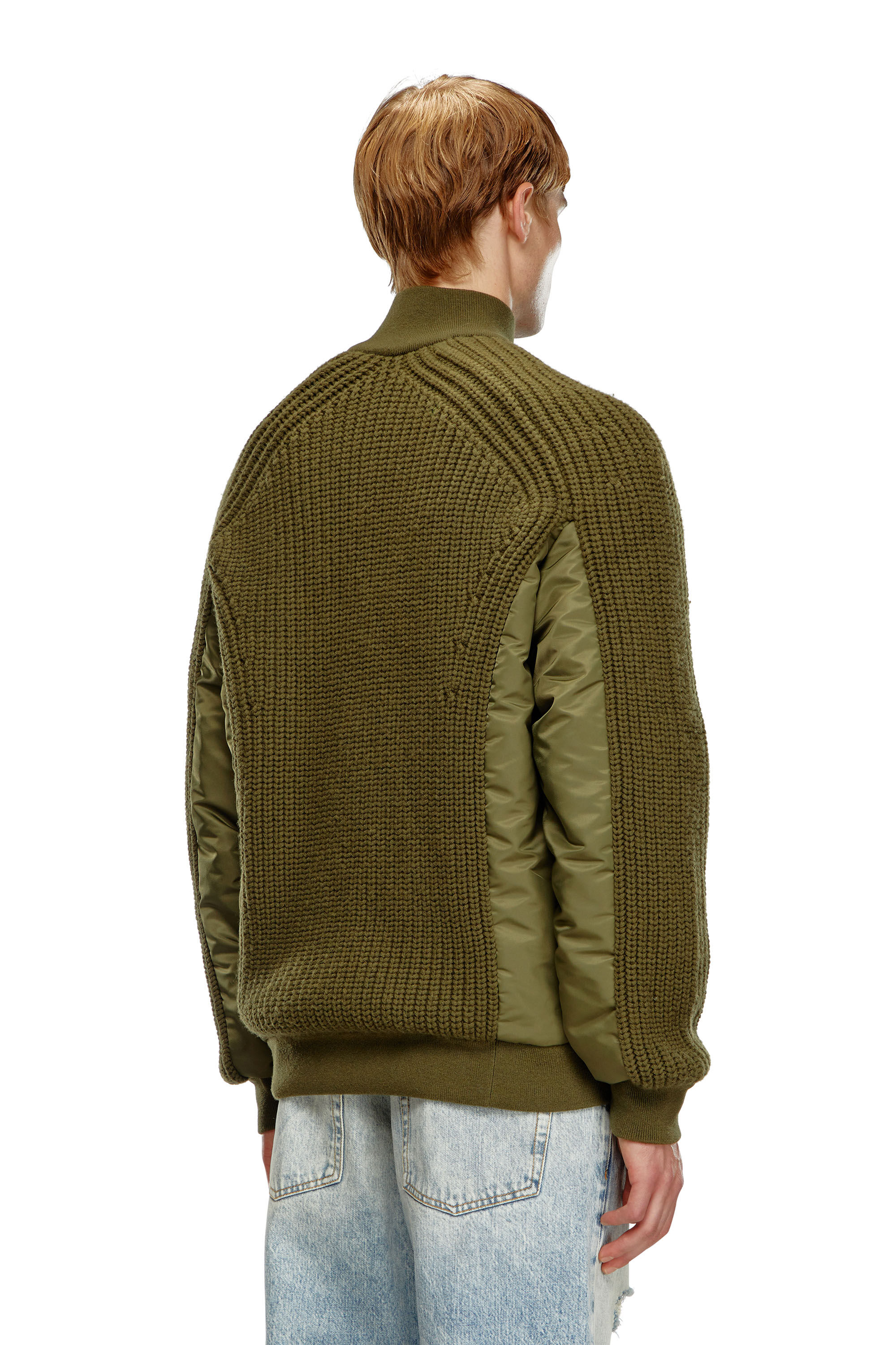 K-ARRE Zip-up cardigan in wool and nylon｜グリーン｜メンズ｜DIESEL