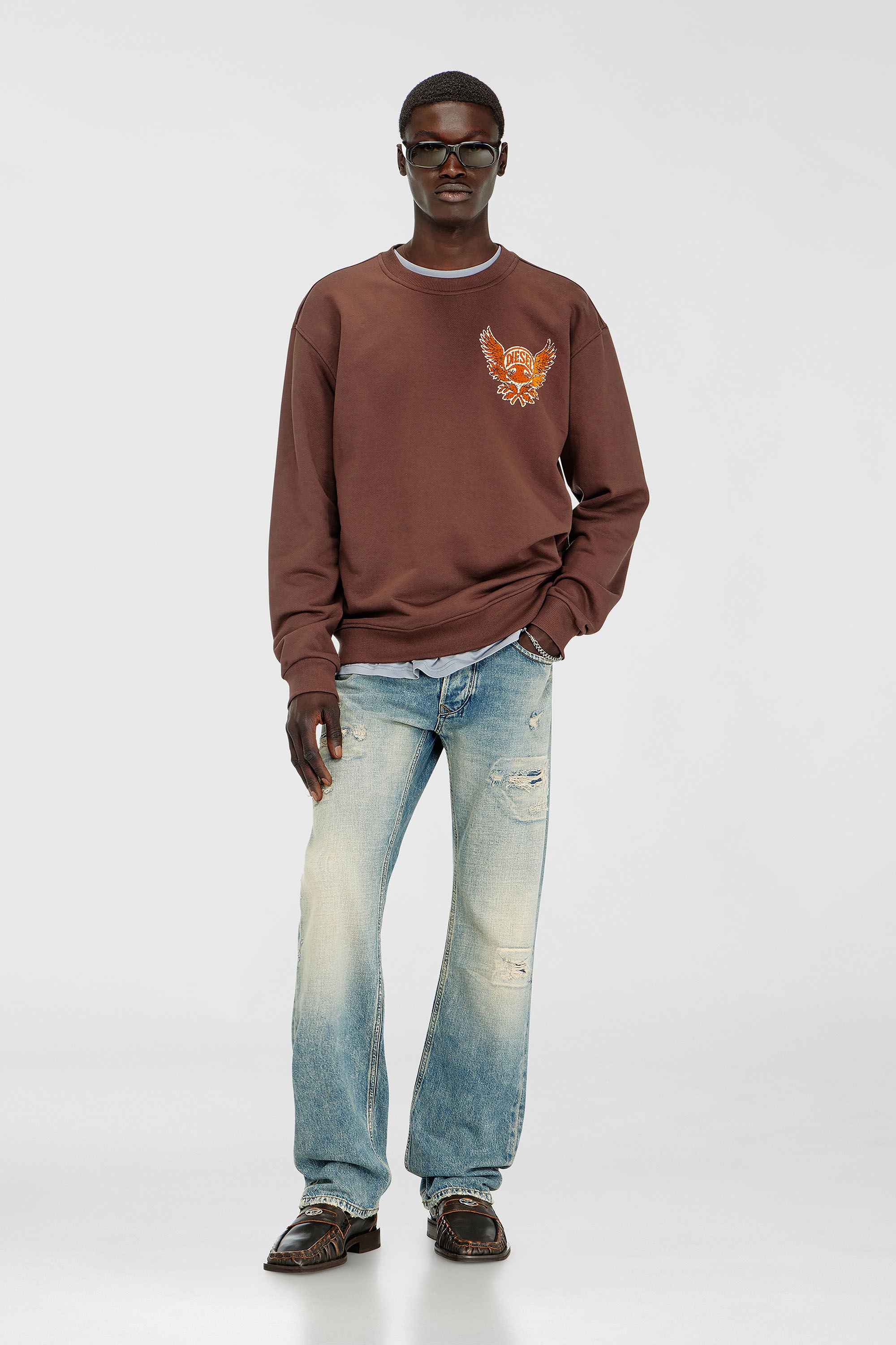 Diesel - S-NORM-AA2, Male's プルオーバースウェット in ブラウン - 1