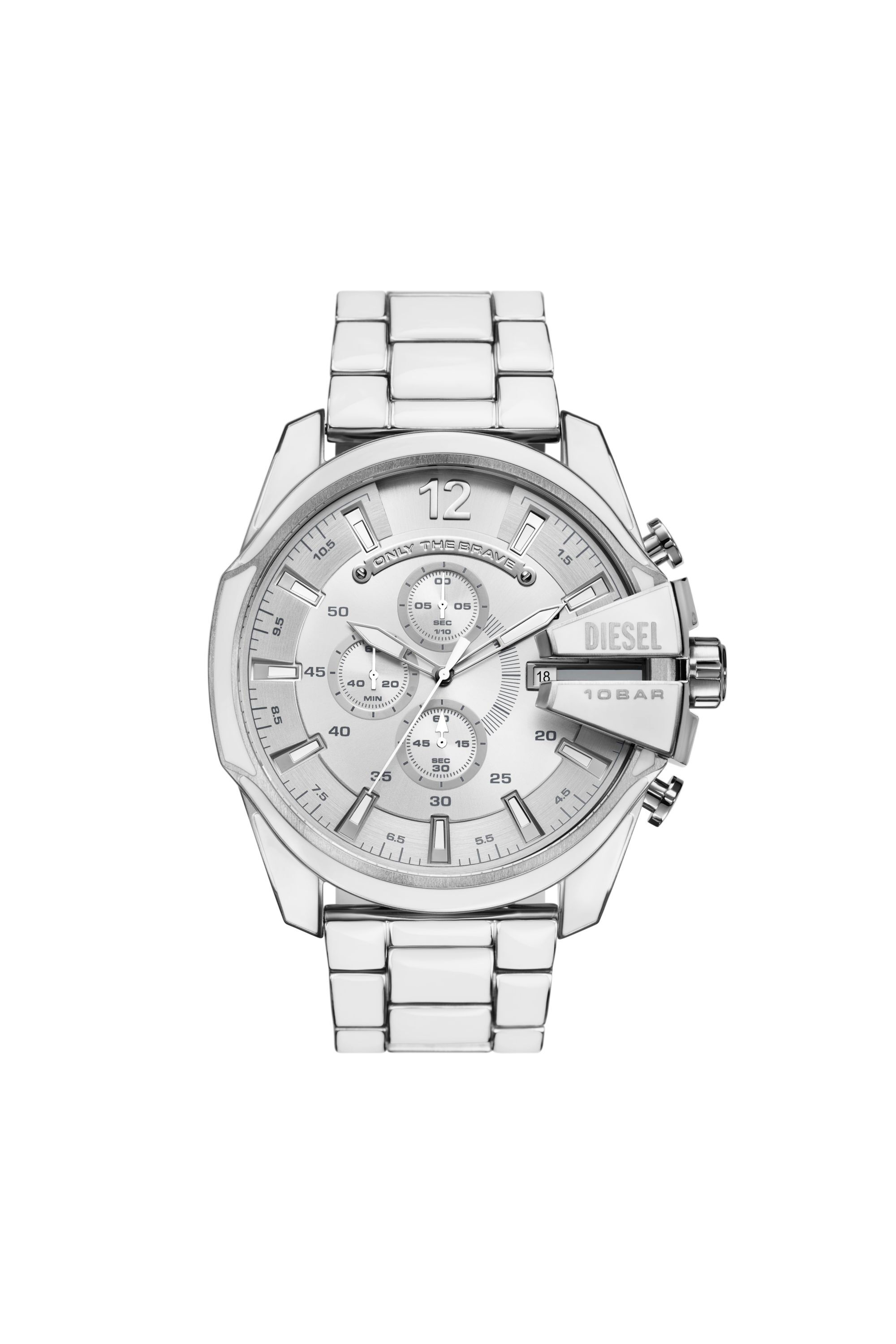 Diesel - DZ4660, Male's Mega Chief white and stainless steel watch in シルバー - 1