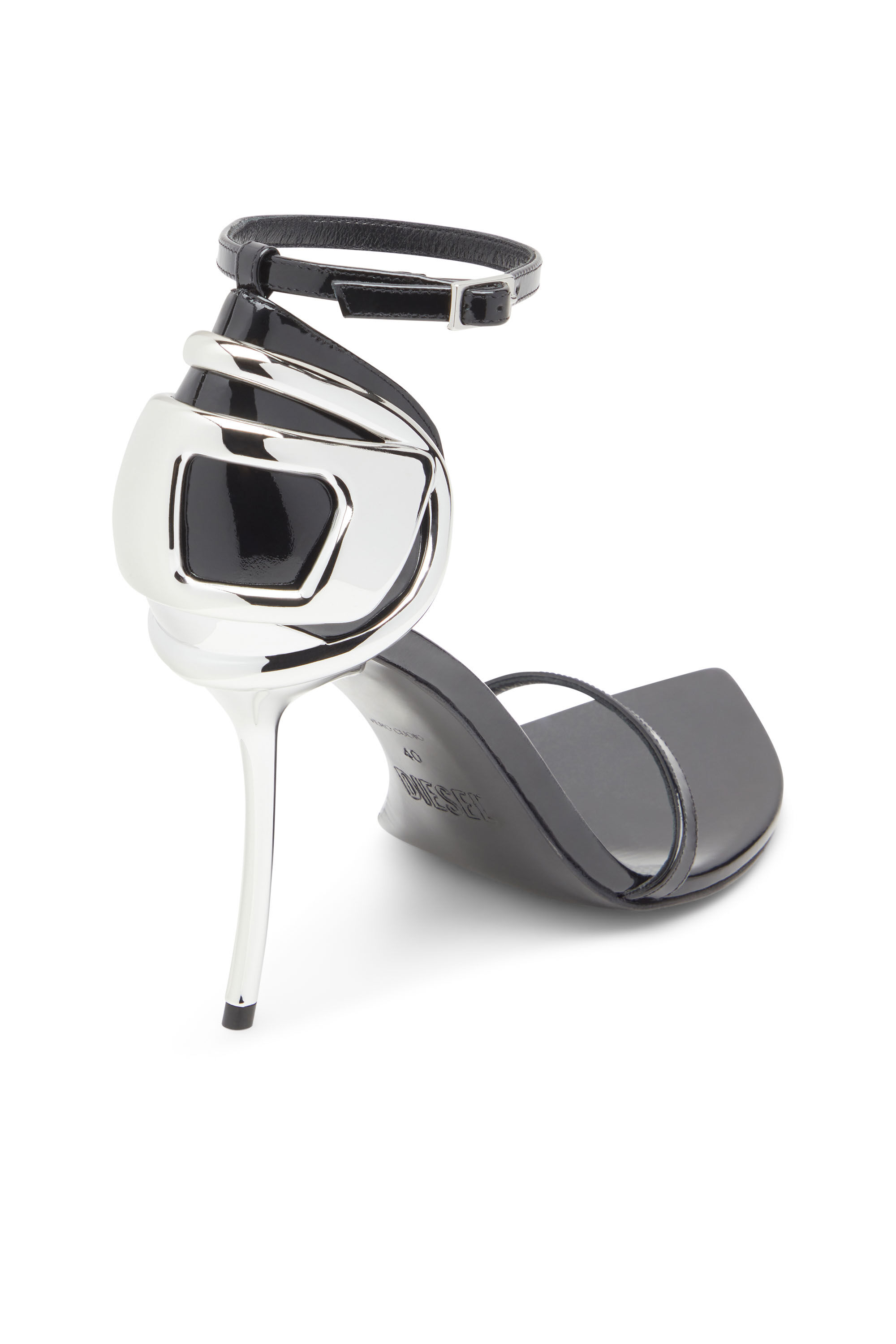 Diesel - D-TEN&HALF SANDAL, Female's D-Ten&Half-Stiletto sandals in patent leather and satin in ブラック - 6
