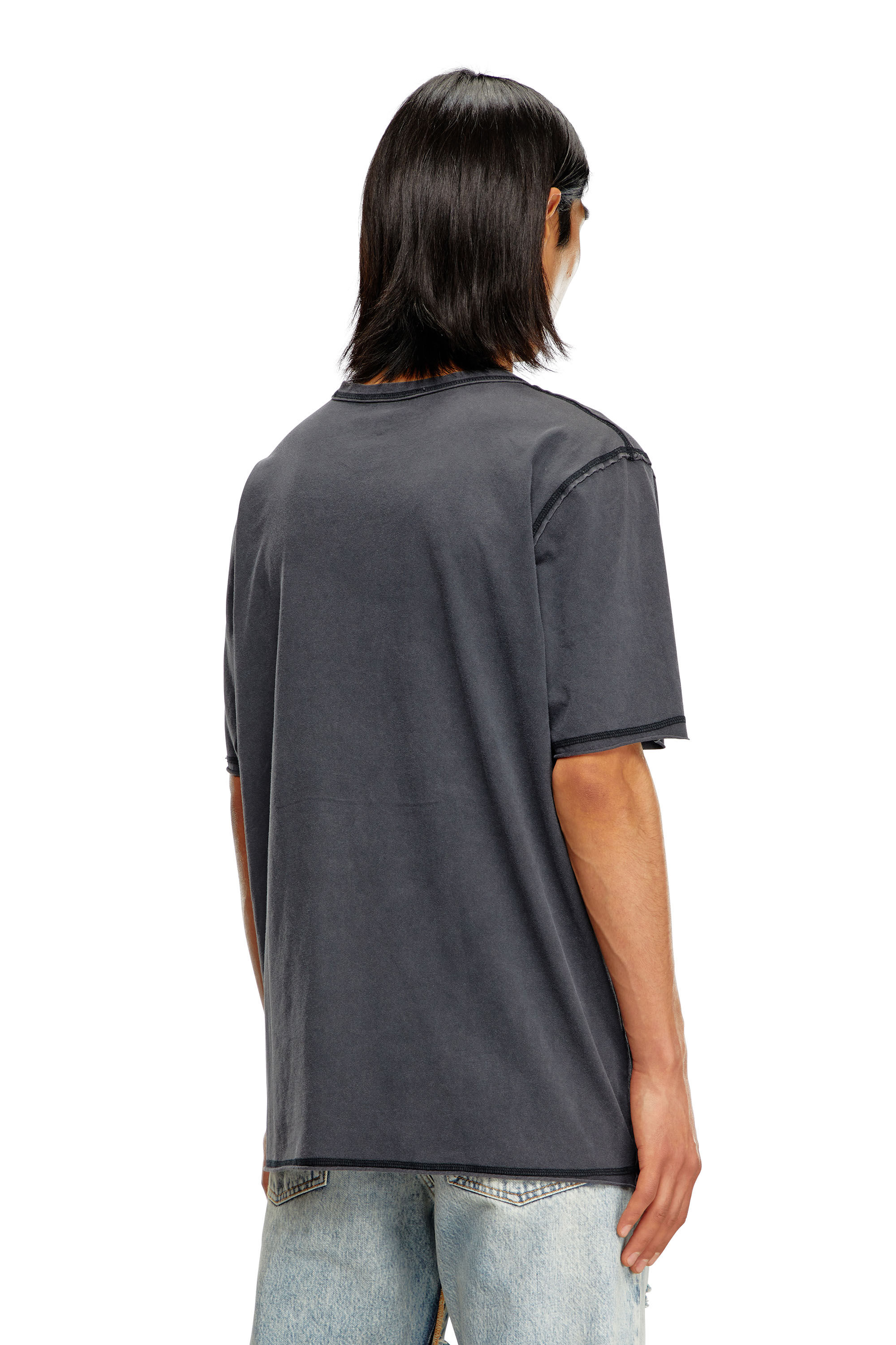 Diesel - T-RAWJUST, Male's Faded T-shirt with tonal embroidery in ブラック - 4