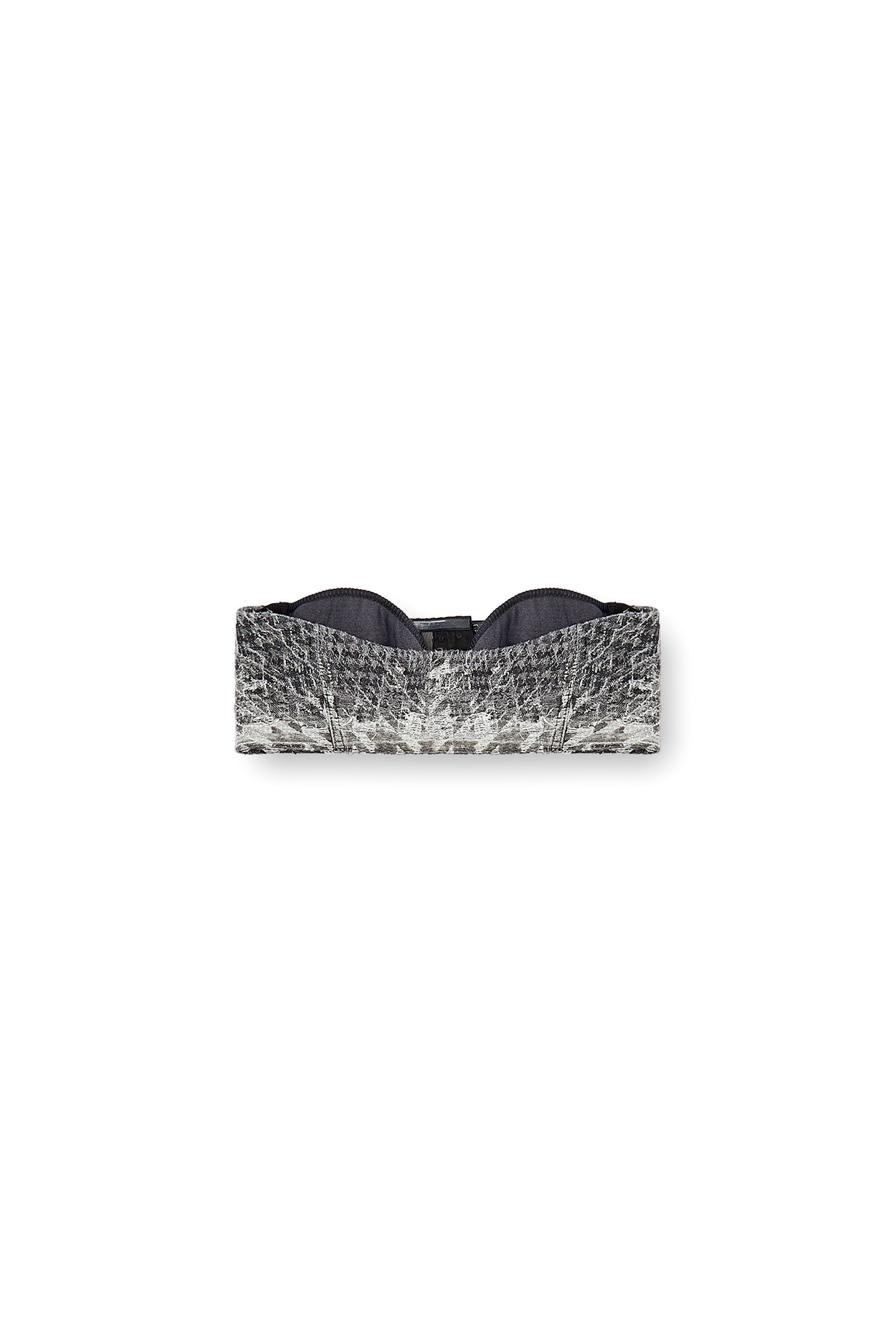 Diesel - DE-TOPPYS-FSH, Female's Bralette in Prince of Wales jacquard denim in ブラック/ホワイト - 2