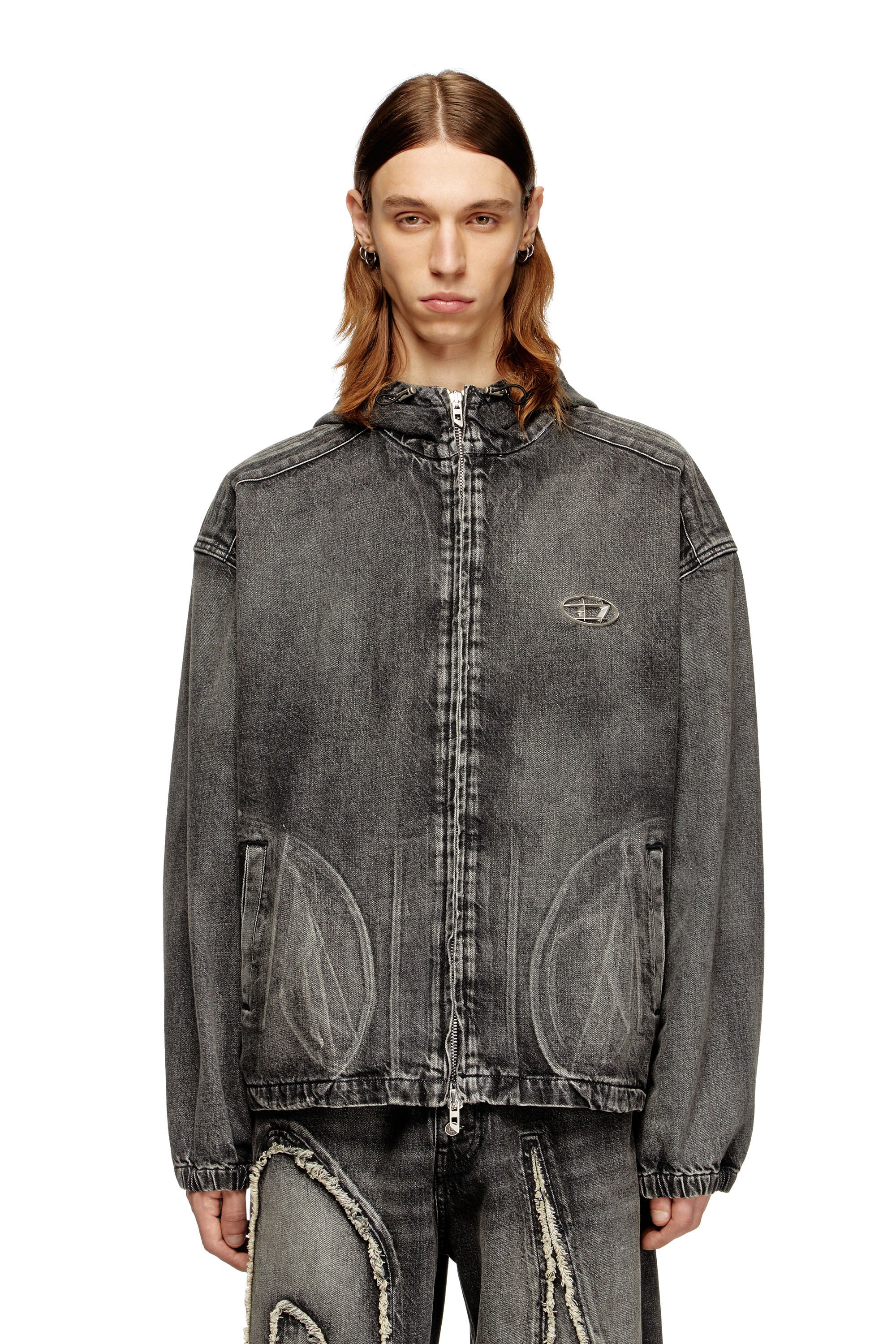 Diesel - THUGJACK, Unisex's Hooded jacket in faded denim in ブラック - 3