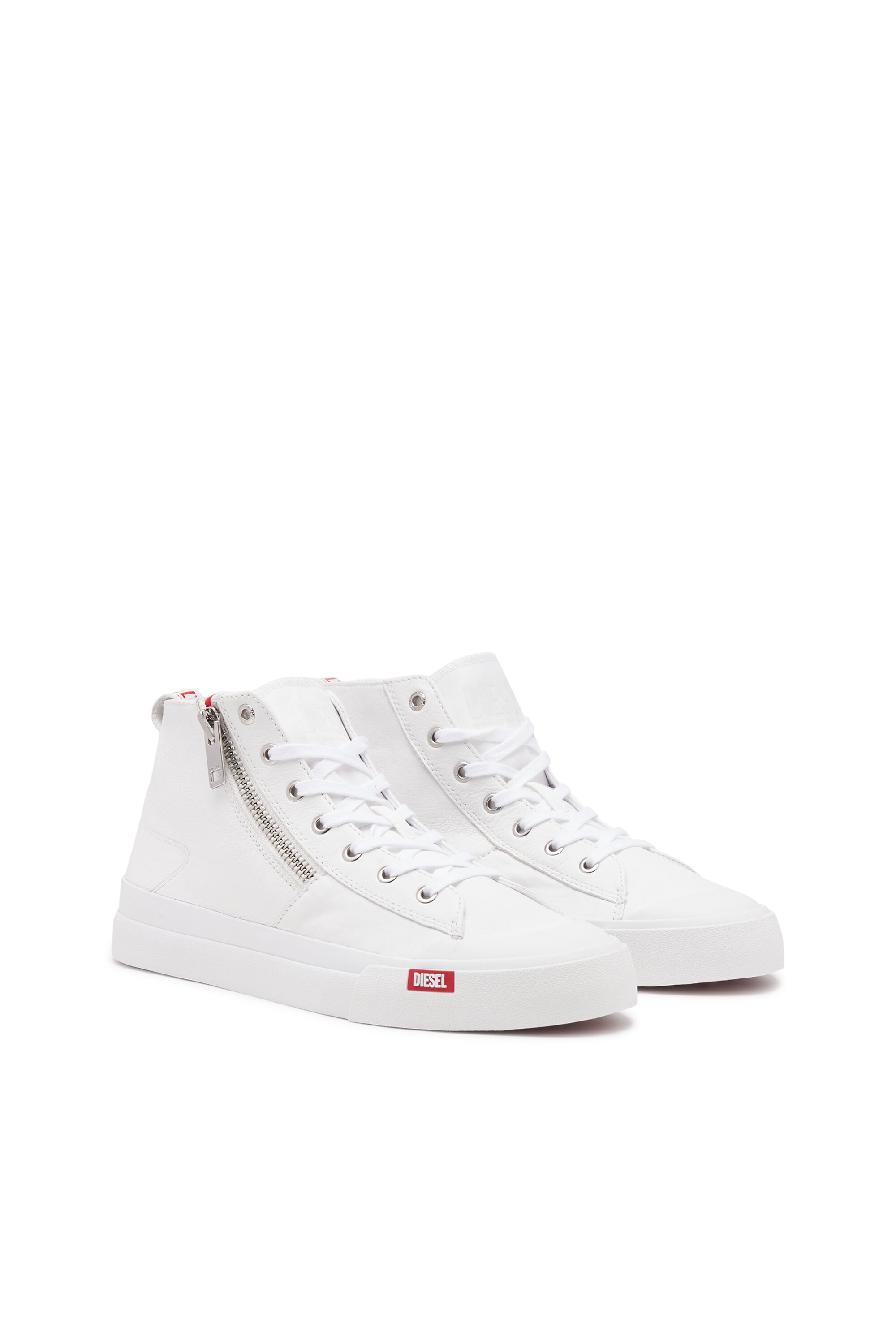Diesel - S-ATHOS ZIP, Male's S-Athos Zip-High-top sneakers in premium leather in ホワイト - 2