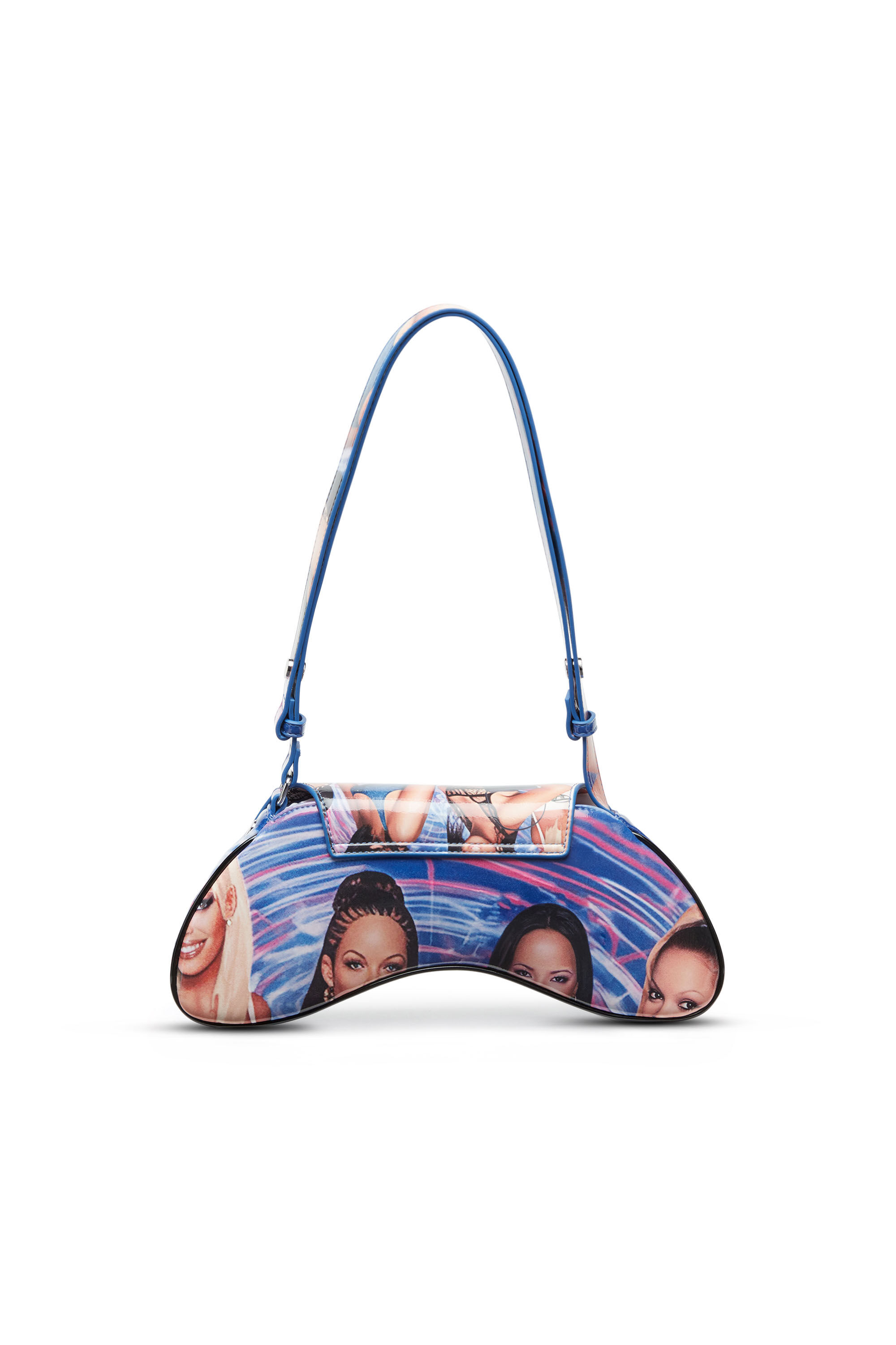 PLAY CROSSBODY Play-Shoulder bag in poster-print PU｜ブルー  