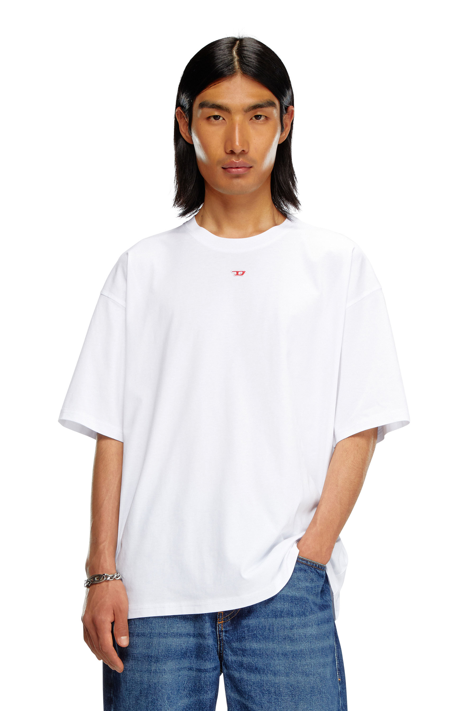 Diesel - T-BOXT-D, Unisex's T-shirt with embroidered D patch in ホワイト - 3