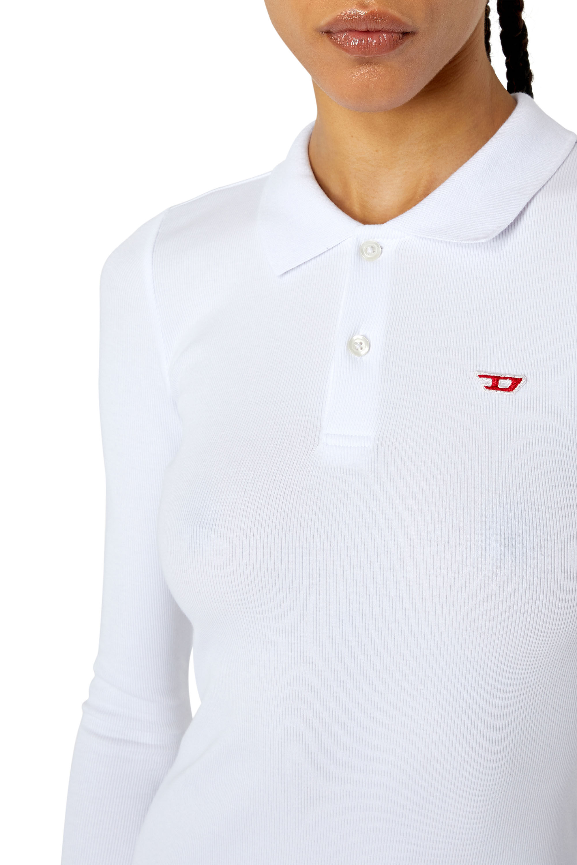 Diesel - D-RIBENNY-LS-D, Female's Polo dress with D logo in ホワイト - 4