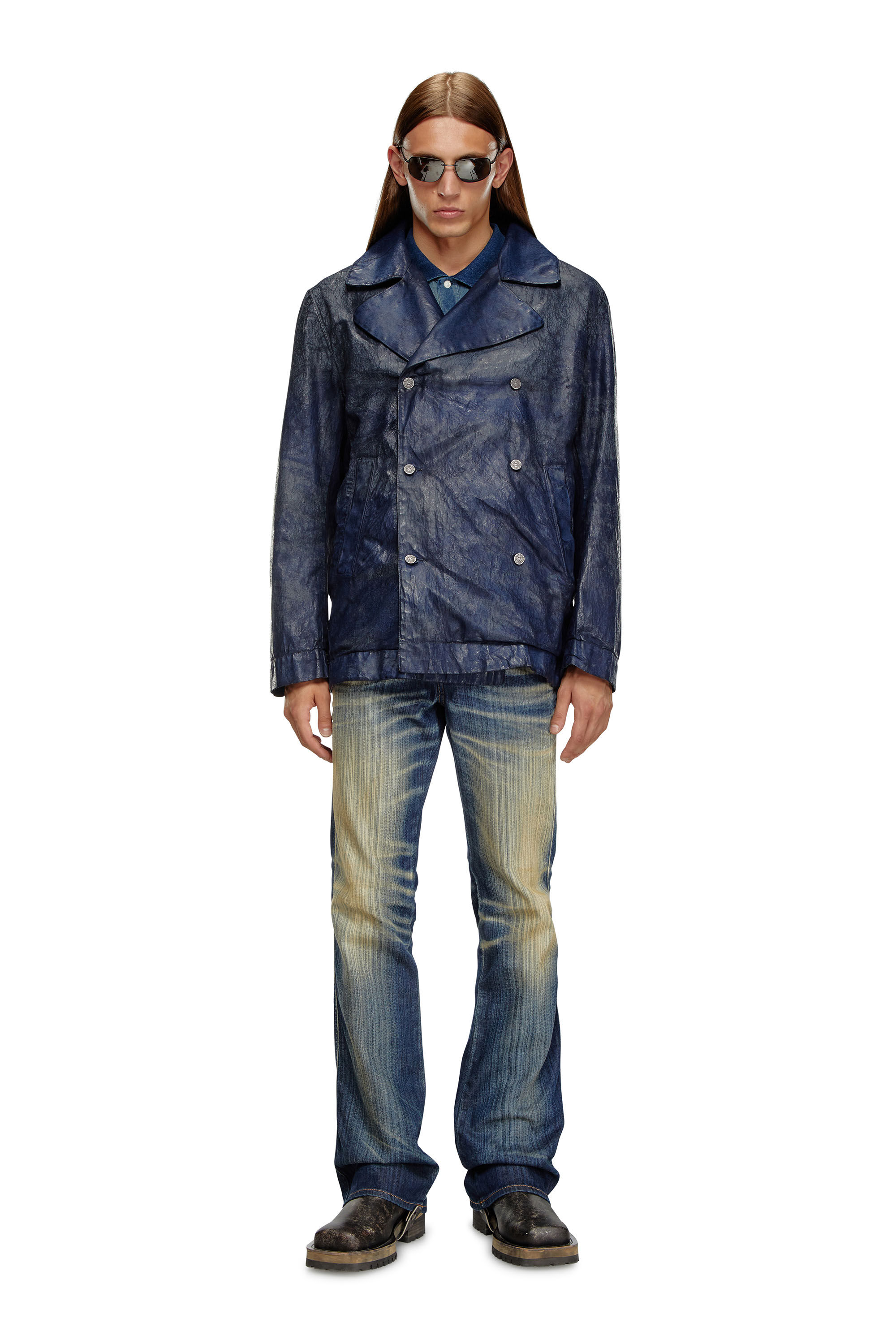 お歳暮･冬ギフト2024｜ギフト・贈り物はセブン jacket Double-breasted D-BONDED-S in denim｜ブルー coated ジャケット・アウター