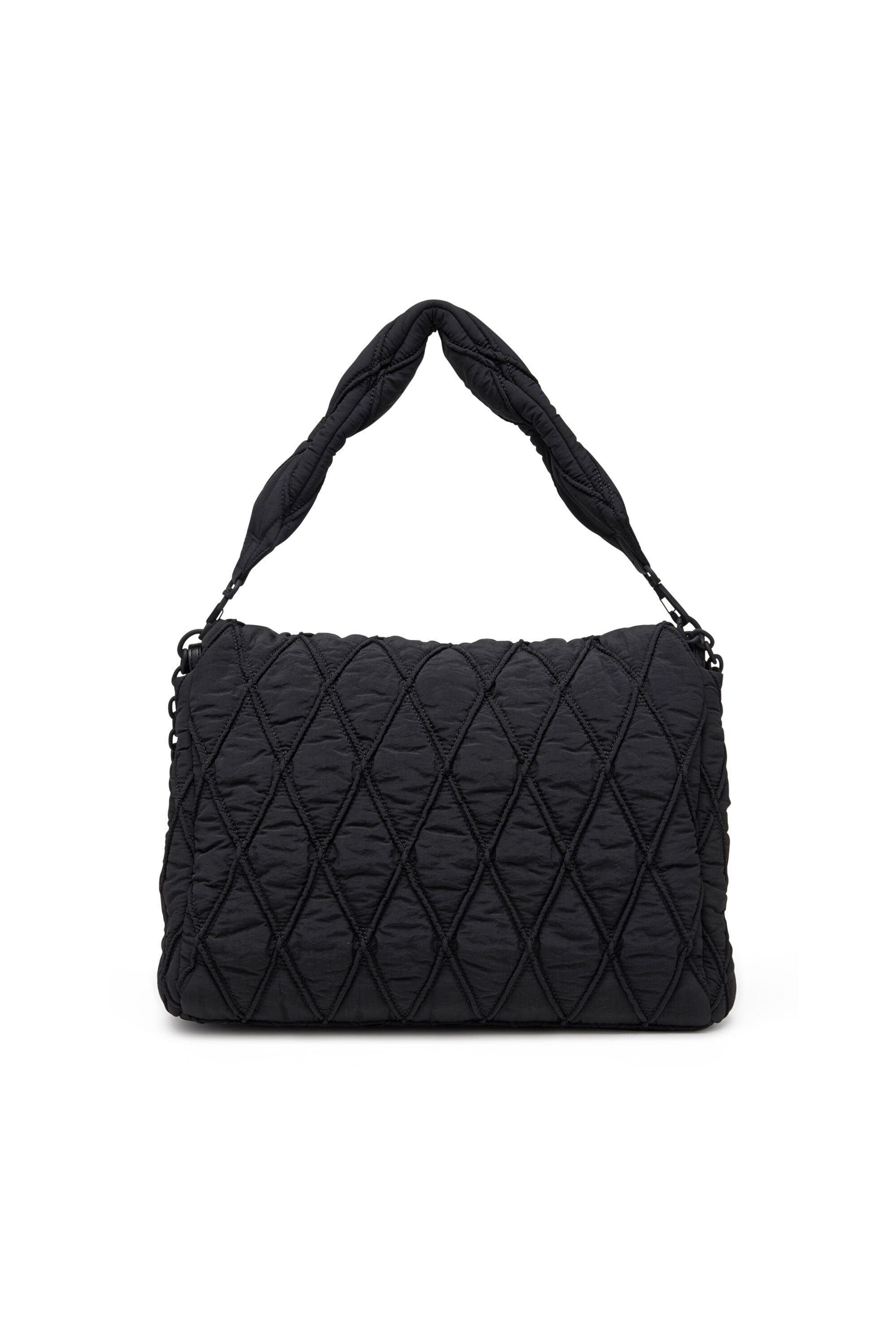 Diesel - CHARM-D SHOULDER L, Female's Charm-D L-Shoulder bag in quilted washed nylon in ブラック - 3