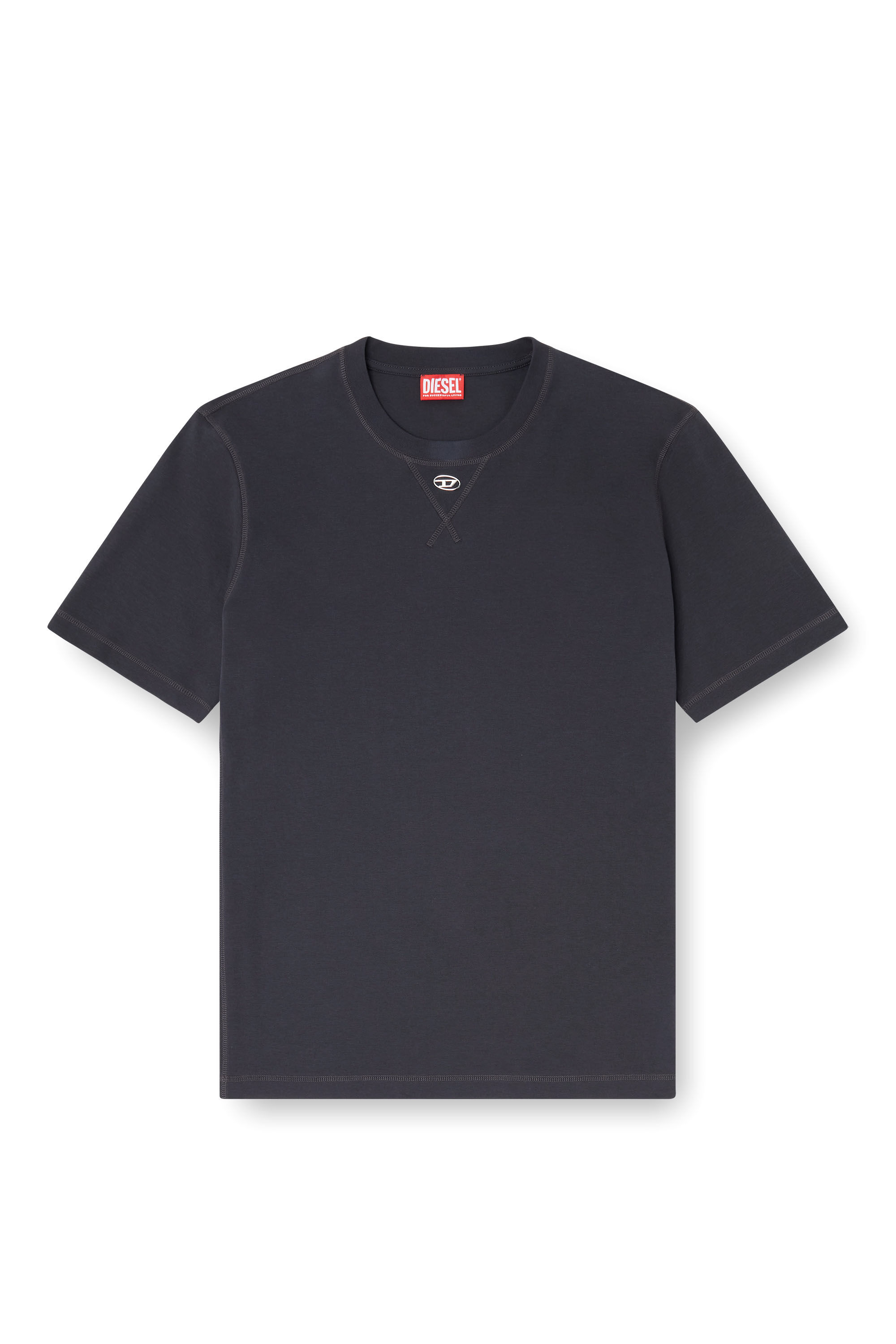 Diesel - T-MADJUST-TR, Male's Regular T-shirt with crew neck and Oval D in ダークグレー - 2