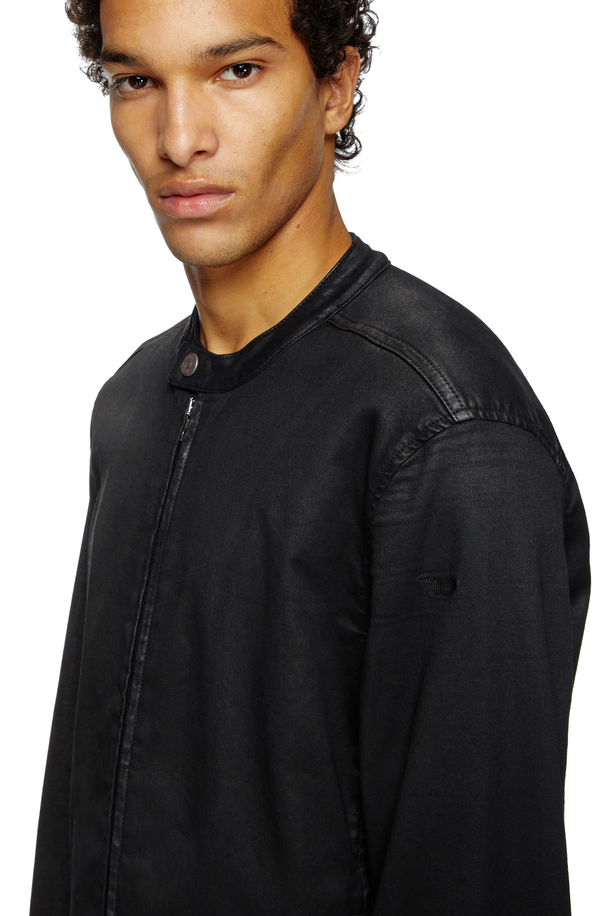 Diesel - D-GLORY JOGG, Male's Moto jacket in coated JoggJeans in ブラック - 4