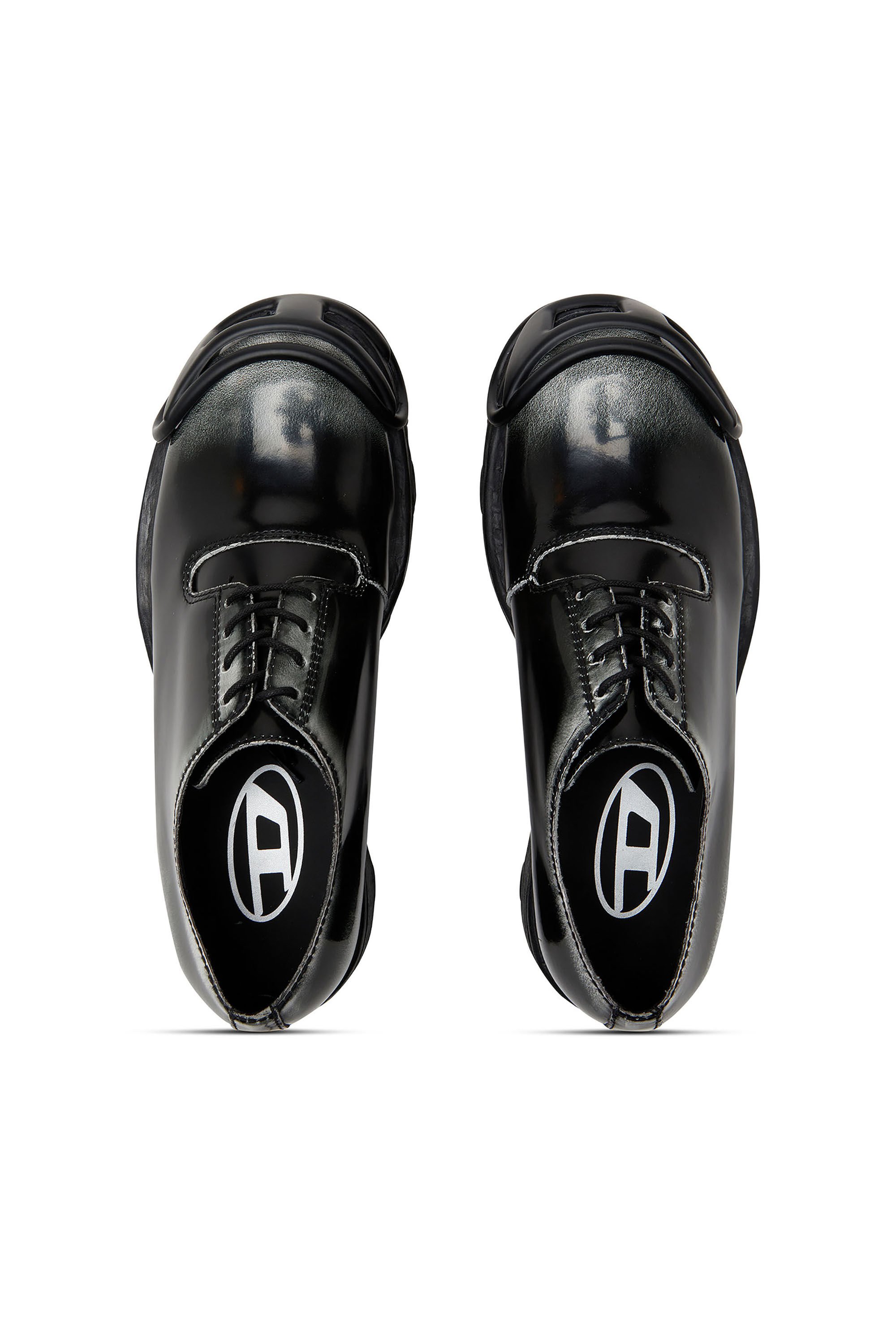 Diesel - D-HAMMER SO D, Male's D-Hammer-Derby shoes in shiny two-tone leather in ブラック/ホワイト - 5