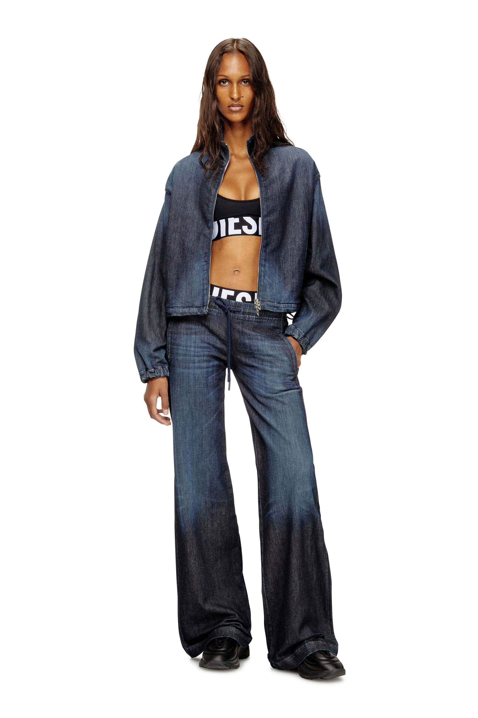 Diesel - ALLISON-D-POP, Female's Microfibre sports bra with cut-off logo in ブラック - 6