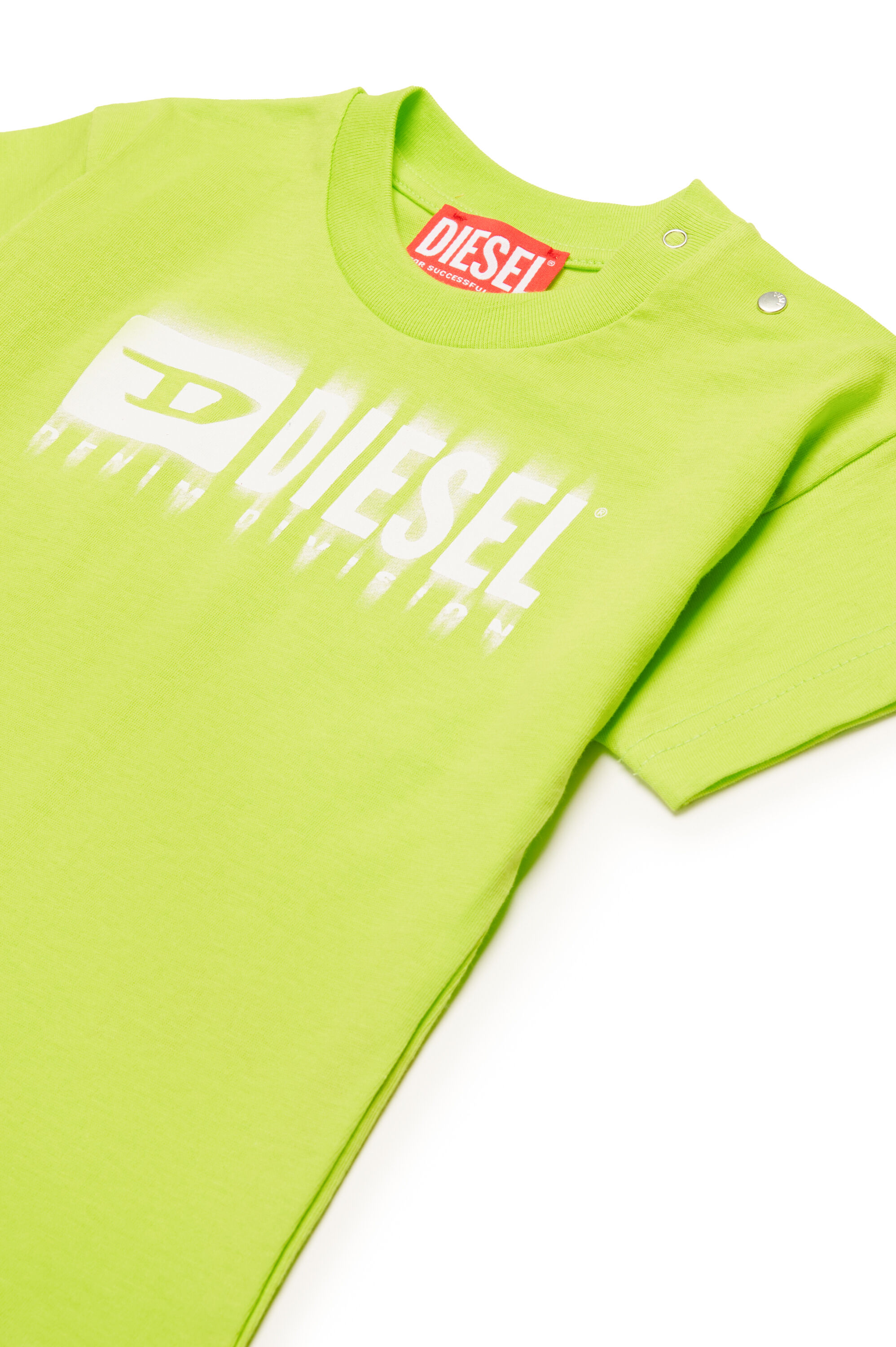 Diesel - TDIEGORL6MAB, Unisex's T-shirt with smudged logo in 蛍光グリーン - 3