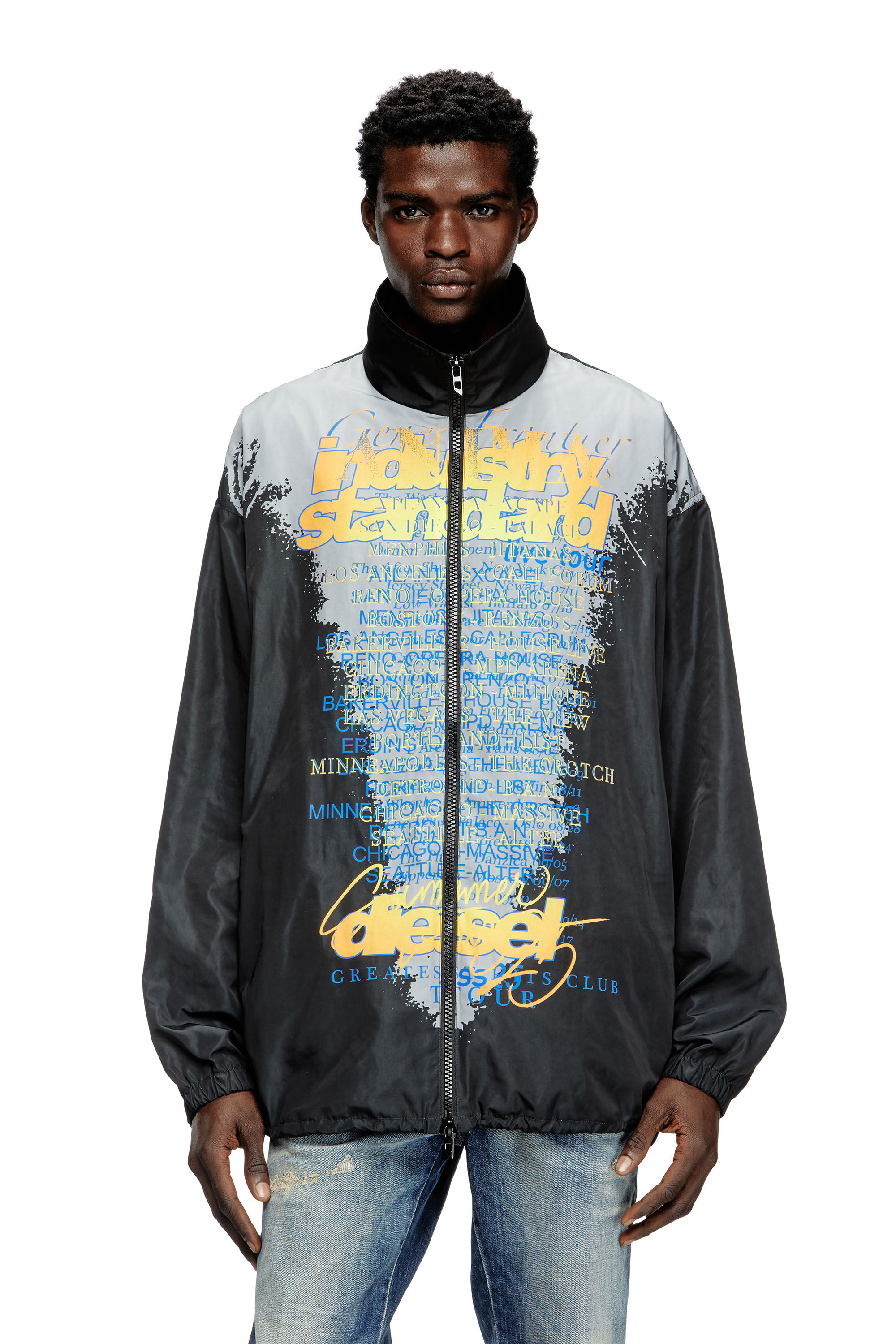 ジャケット・アウター Eriy J-ERIK Tech-jersey jacket with lyrics print｜ブラック