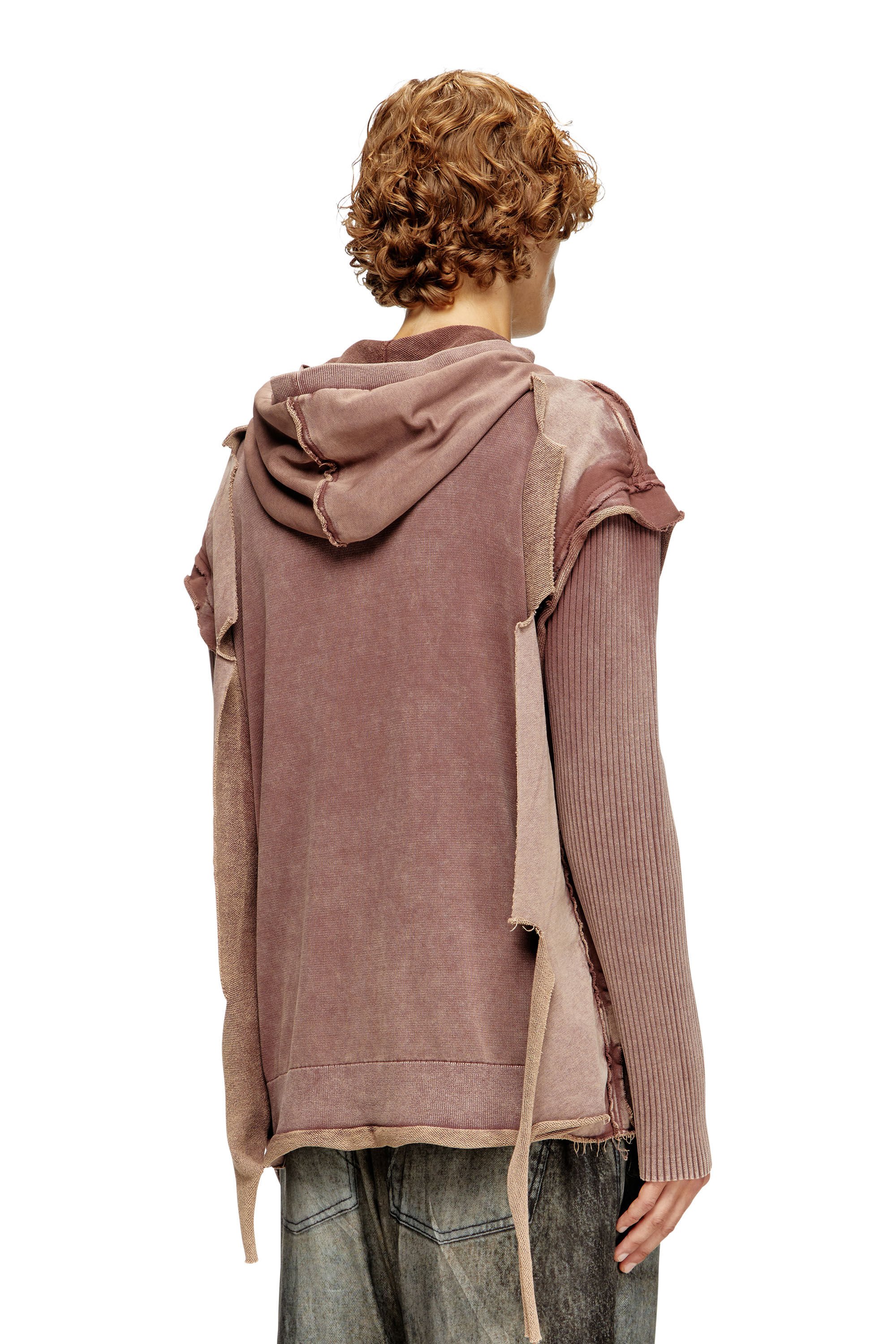 Diesel - K-PELTO, Male's Zip-up hoodie with destroyed effect in ブラウン - 5