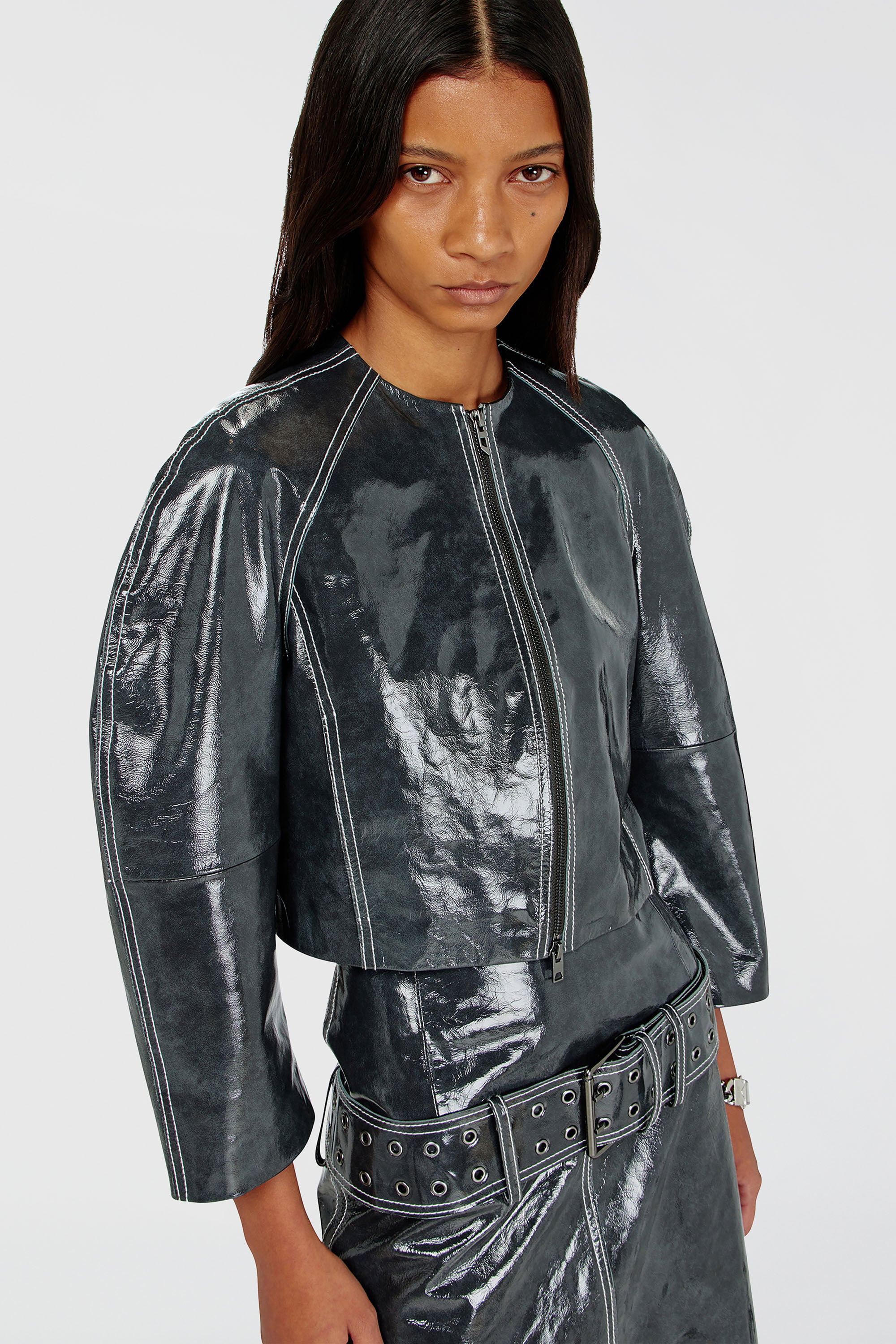 Diesel - L-ANDON, Female's レザージャケット in ダークグレー - 4