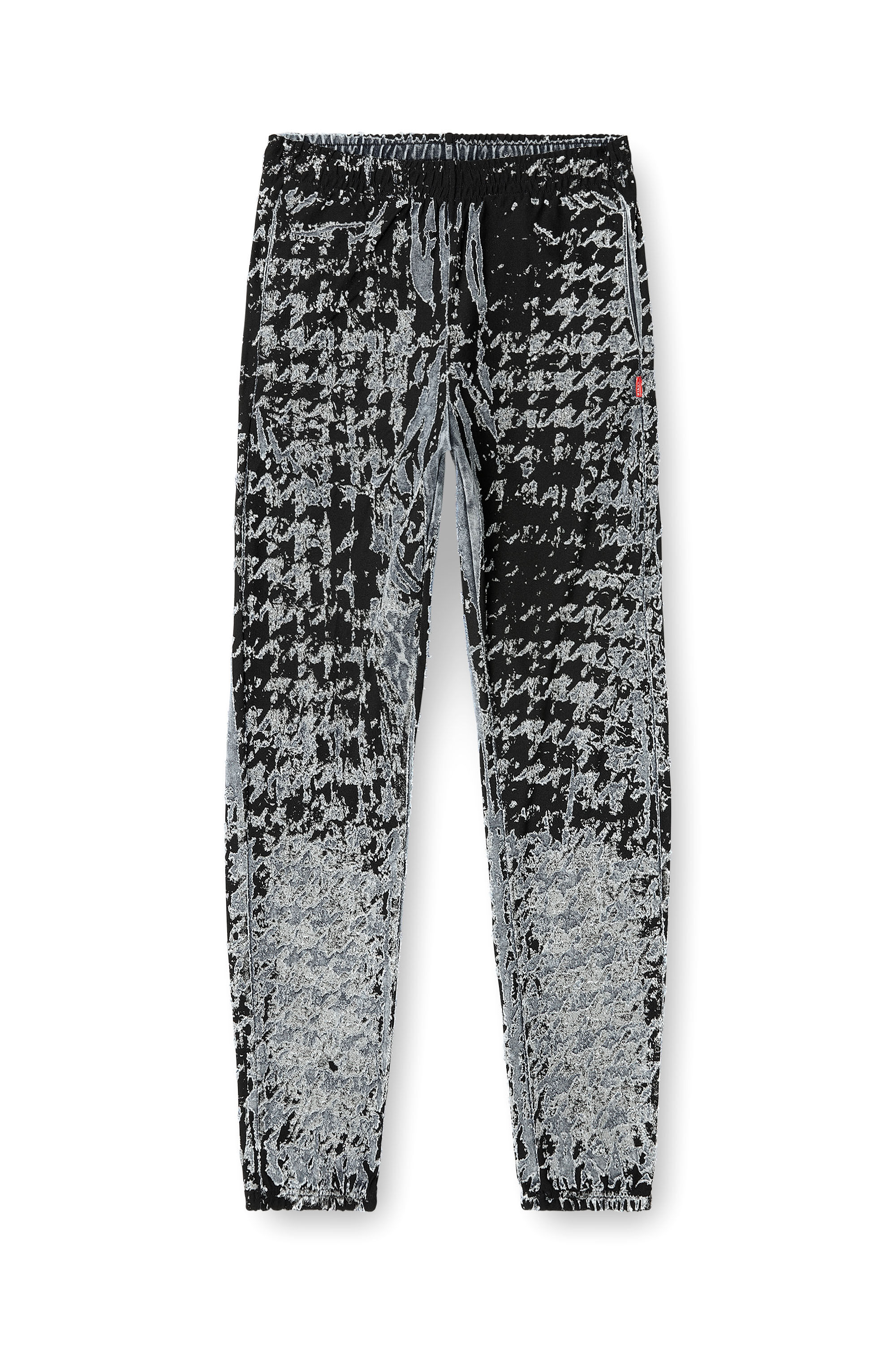 Diesel - P-LABIS, Male's Elasticated pants in devoré houndstooth in ブラック/ホワイト - 6