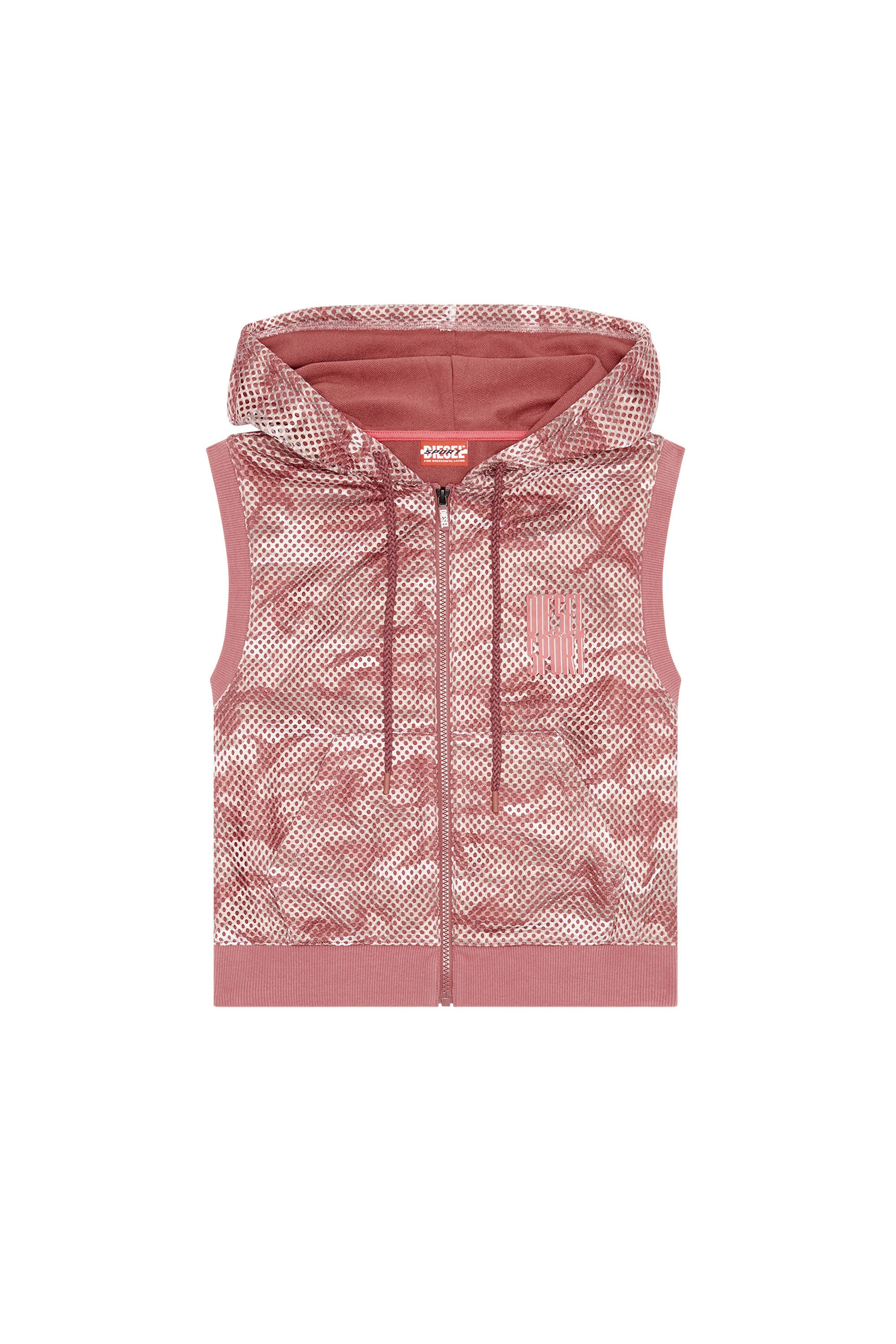 Diesel - AWST-DORA-HT01, Female's トップス スウェット パーカー ノースリーブ in ブラウン - 2